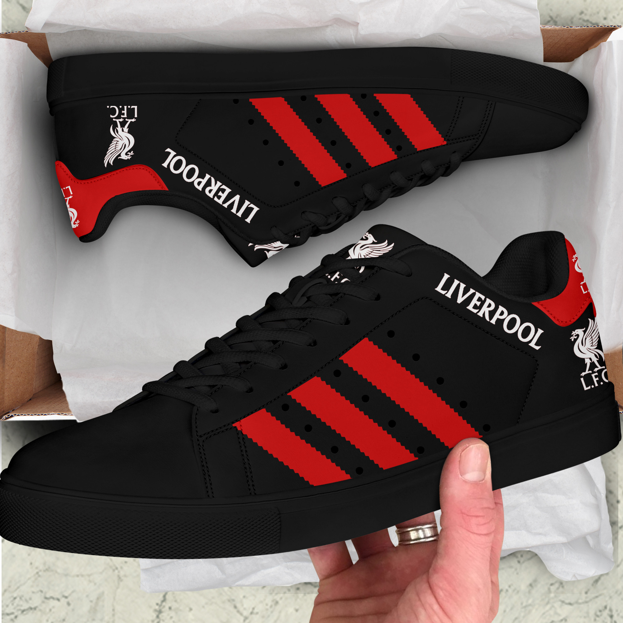 Liverpool FC Stn Smith Shoes Ver 2 - Famjoys Liverpool FC Stn Smith Shoes Ver 2 - Famjoys