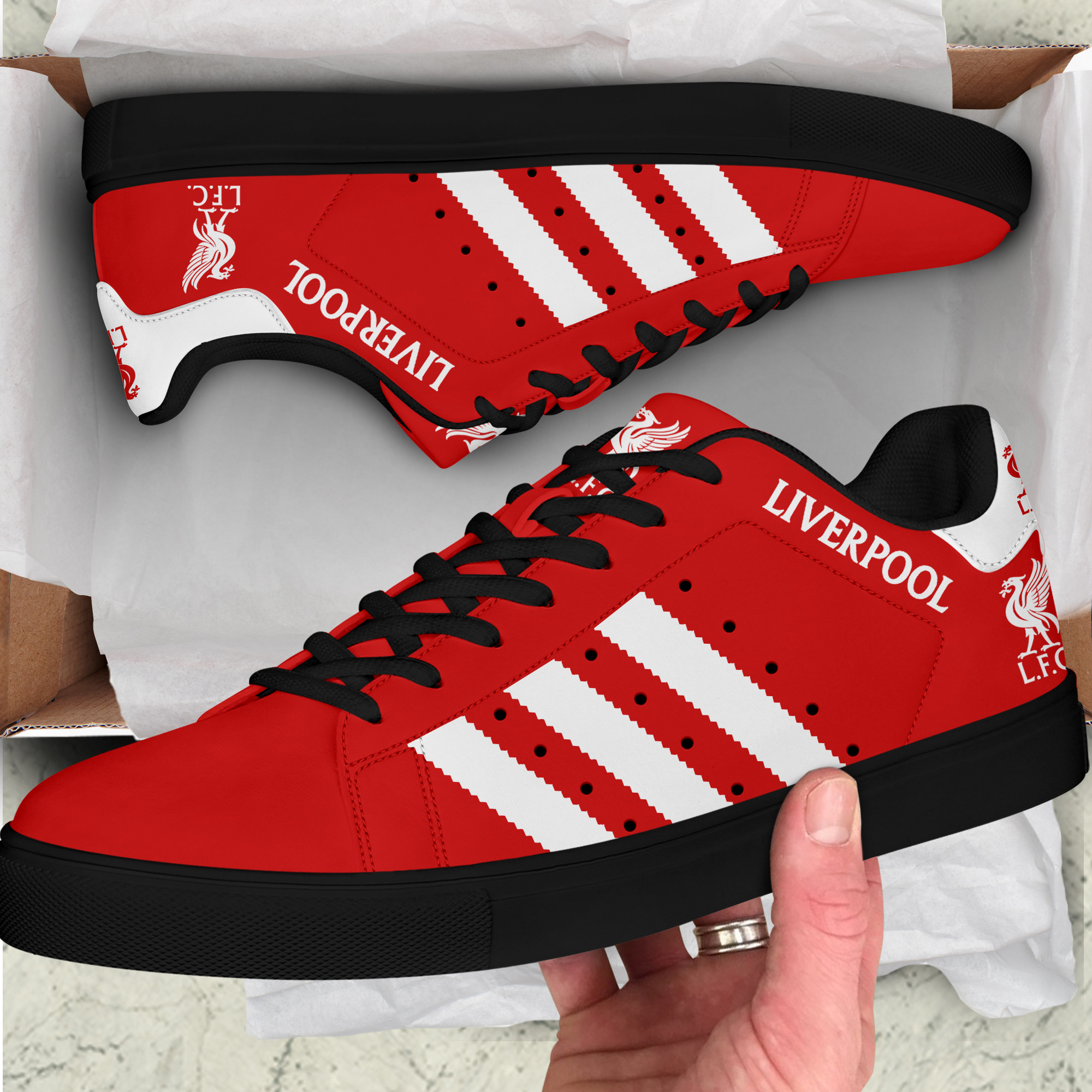 Liverpool FC Stn Smith Shoes Ver 3 - Famjoys Liverpool FC Stn Smith Shoes Ver 3 - Famjoys