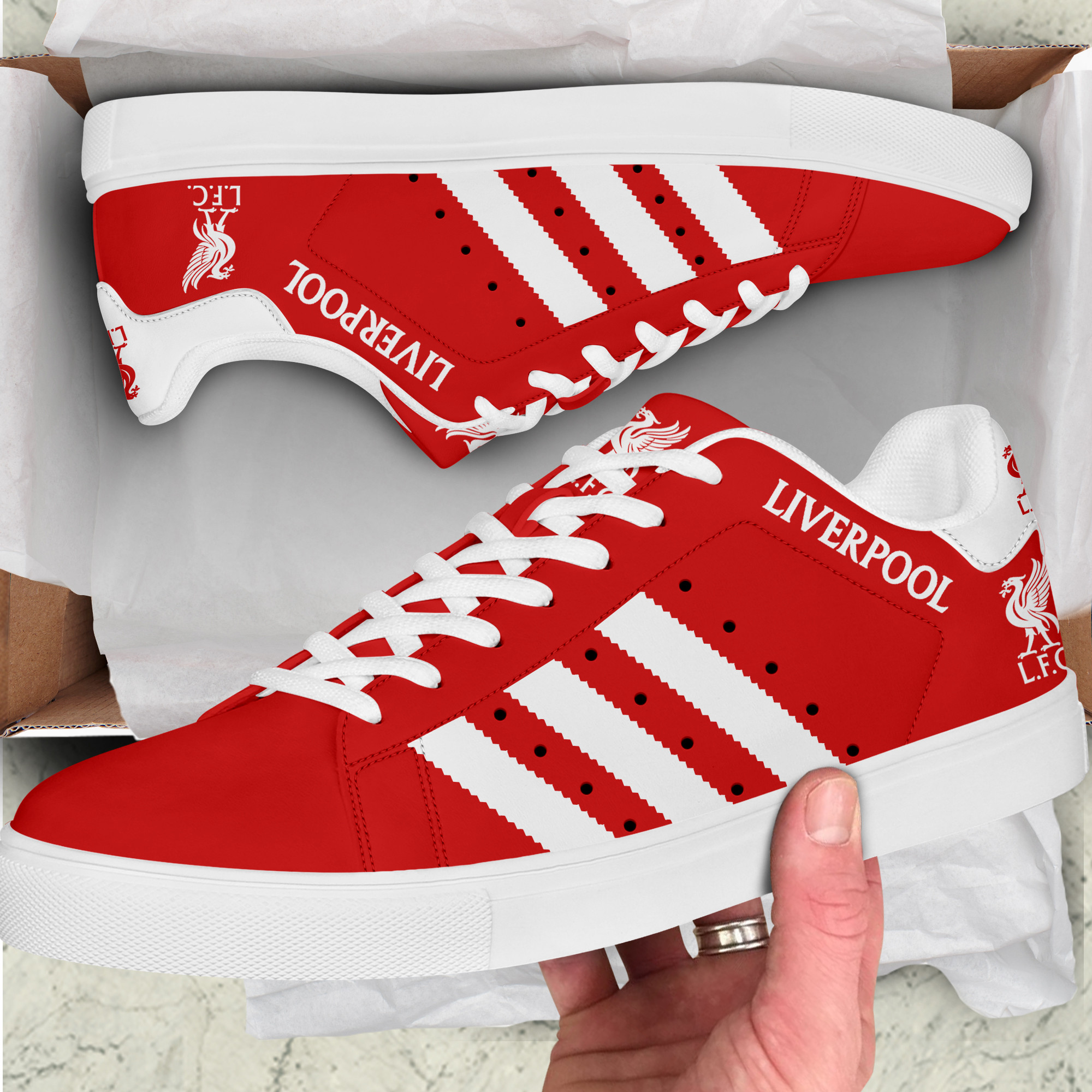 Liverpool FC Stn Smith Shoes Ver 3 - Famjoys Liverpool FC Stn Smith Shoes Ver 3 - Famjoys