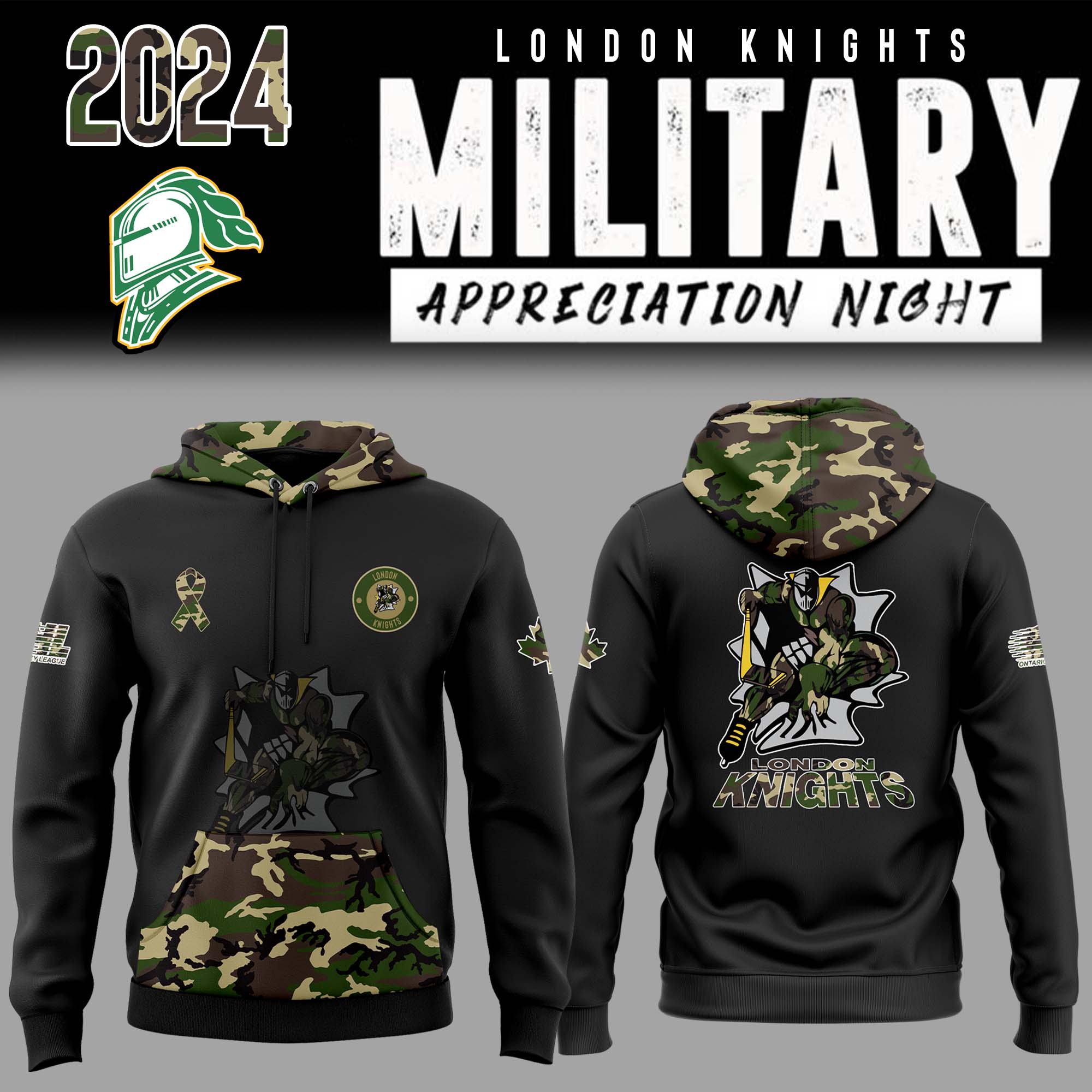 London Knights x Military Appreciation Night Pullover Hoodie - Famjoys London Knights x Military Appreciation Night Pullover Hoodie - Famjoys