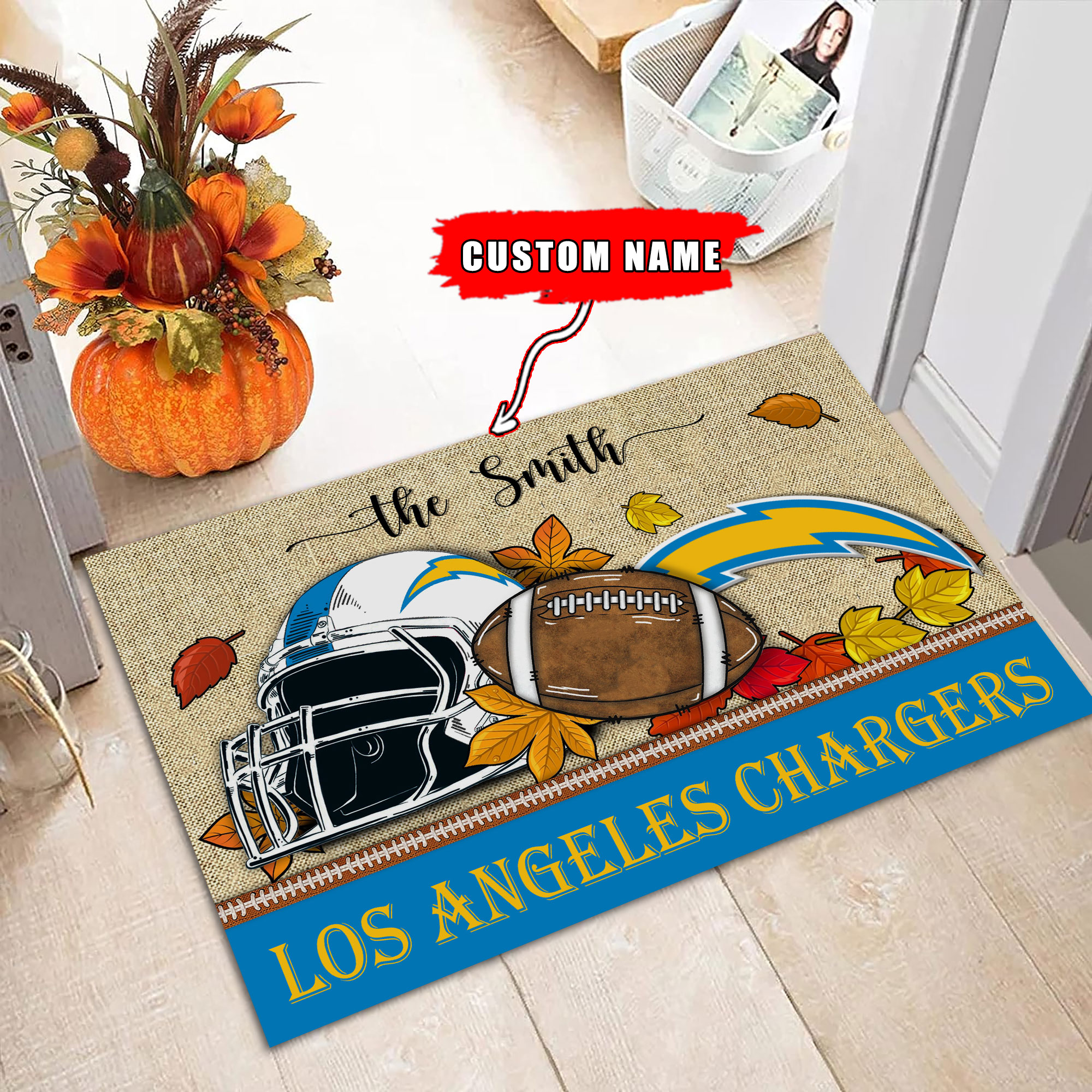 Los Angeles Chargers Football Doormat - Famjoys Los Angeles Chargers Football Doormat - Famjoys