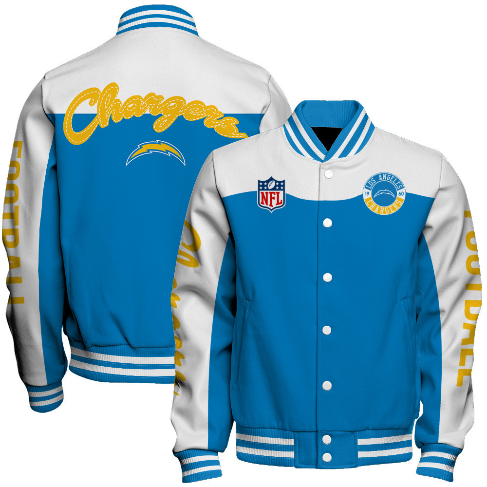 Los Angeles Chargers National Football League Face Any Weather Unisex Varsity Jacket - Famjoys Los Angeles Chargers National Football League Face Any Weather Unisex Varsity Jacket - Famjoys