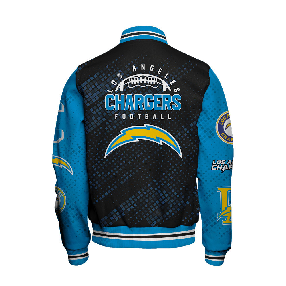 Los Angeles Chargers National Football League Pattern Varsity Jacket V13 - Famjoys Los Angeles Chargers National Football League Pattern Varsity Jacket V13 - Famjoys
