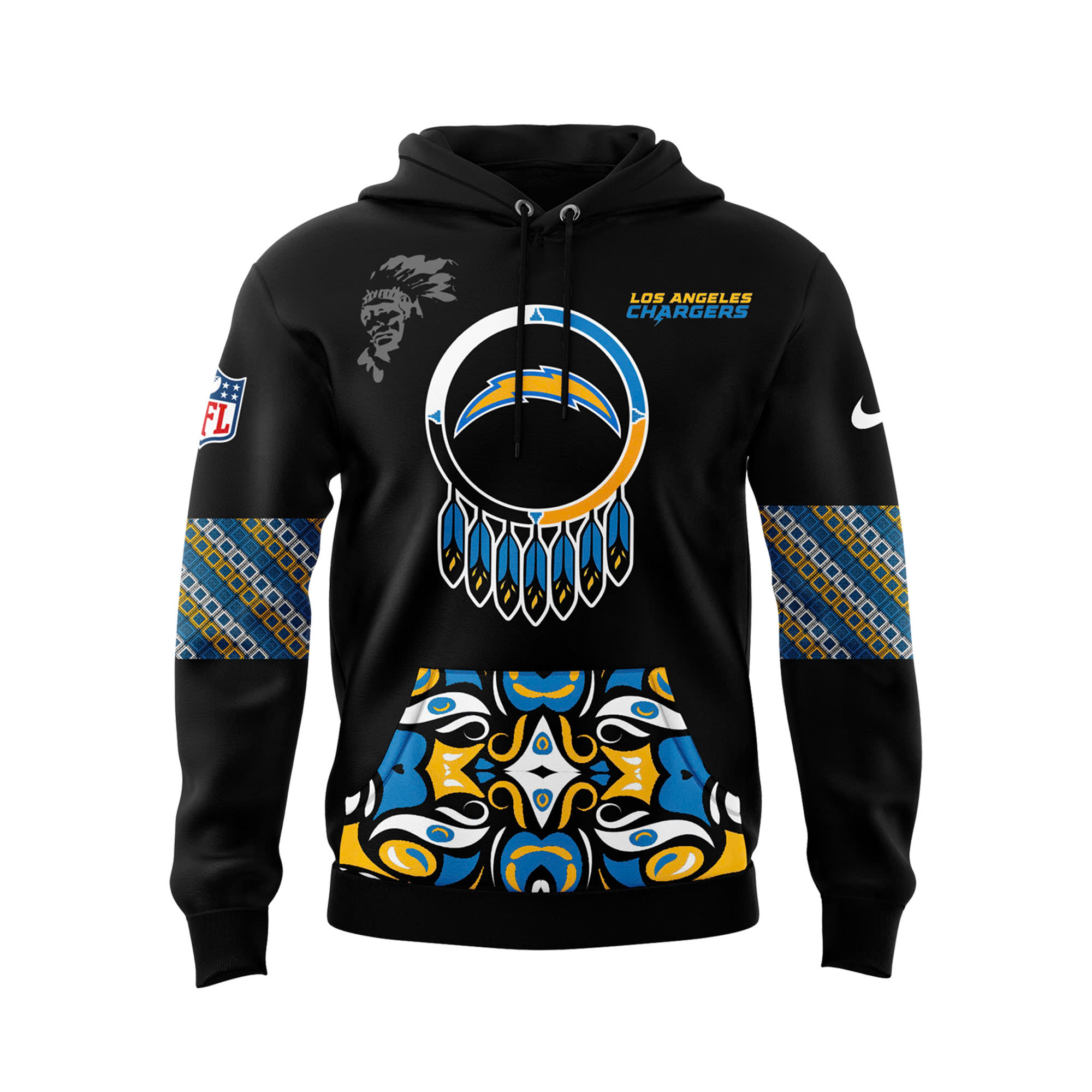Los Angeles Chargers Native American Heritage Month Premium Pullover Hoodie - Famjoys Los Angeles Chargers Native American Heritage Month Premium Pullover Hoodie - Famjoys