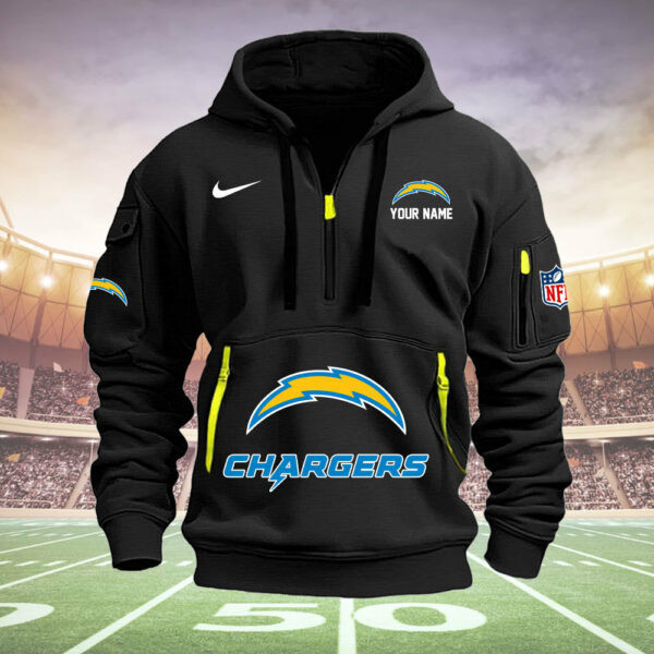 Los Angeles Chargers New Personalized Quarter Zip Hoodie AZBTQZH000019 - Famjoys Los Angeles Chargers New Personalized Quarter Zip Hoodie AZBTQZH000019 - Famjoys