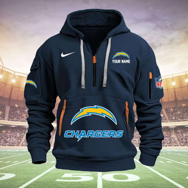 Los Angeles Chargers New Personalized Quarter Zip Hoodie AZBTQZH000019 - Famjoys Los Angeles Chargers New Personalized Quarter Zip Hoodie AZBTQZH000019 - Famjoys