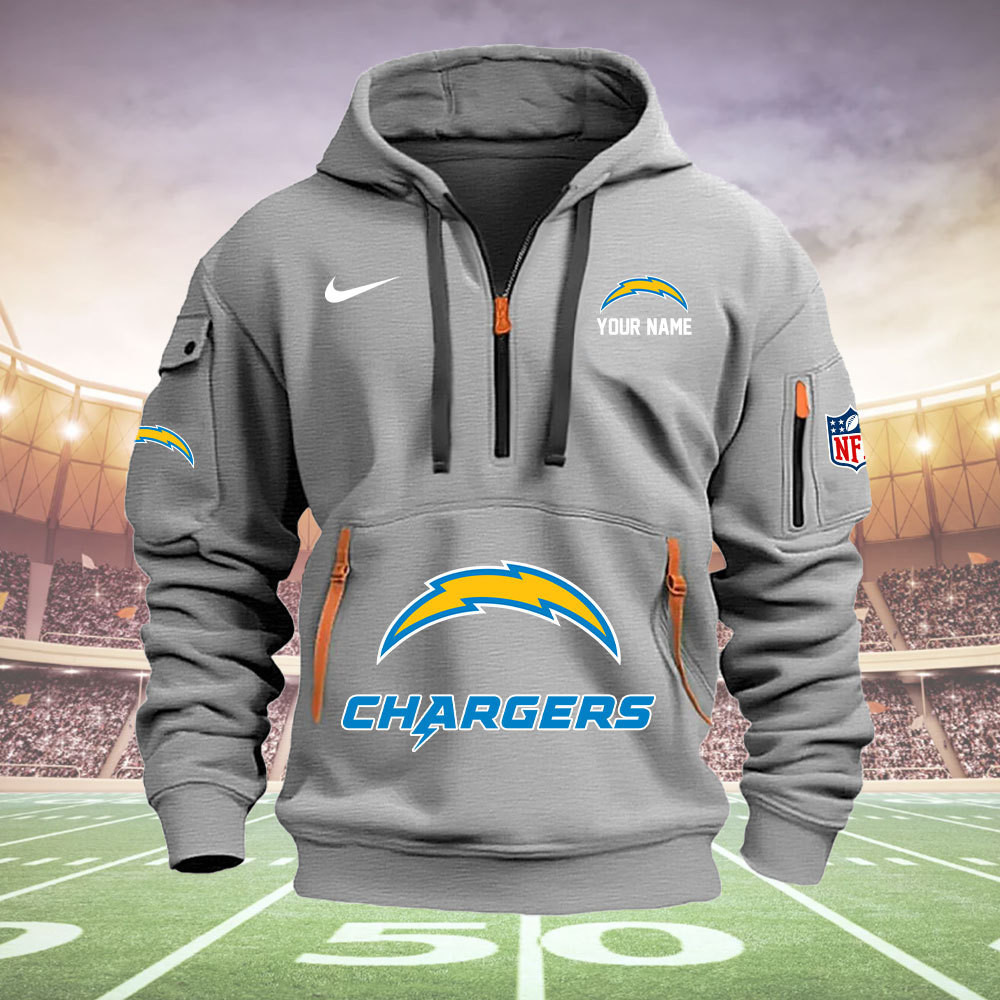Los Angeles Chargers New Personalized Quarter Zip Hoodie AZBTQZH000019 - Famjoys Los Angeles Chargers New Personalized Quarter Zip Hoodie AZBTQZH000019 - Famjoys
