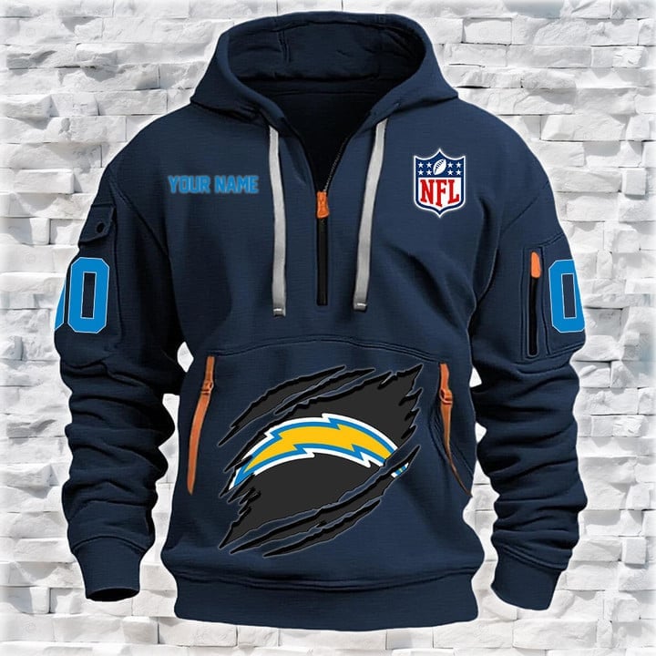Los Angeles Chargers New Personalized Quarter Zip Hoodie AZBTQZH000081 - Famjoys Los Angeles Chargers New Personalized Quarter Zip Hoodie AZBTQZH000081 - Famjoys