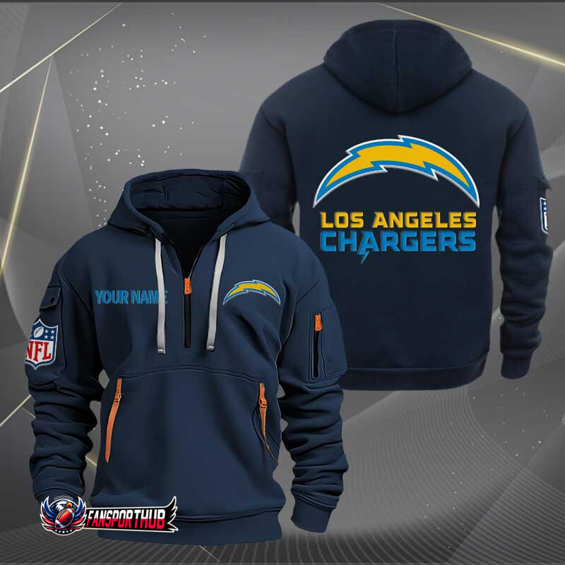 Los Angeles Chargers New Personalized Quarter Zip Hoodie AZBTQZH000228 - Famjoys Los Angeles Chargers New Personalized Quarter Zip Hoodie AZBTQZH000228 - Famjoys