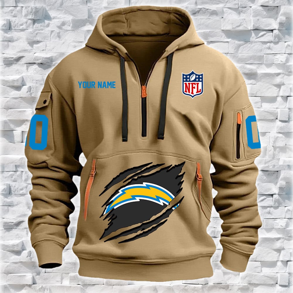 Los Angeles Chargers New Personalized Quarter Zip Hoodie NA004 - Famjoys Los Angeles Chargers New Personalized Quarter Zip Hoodie NA004 - Famjoys