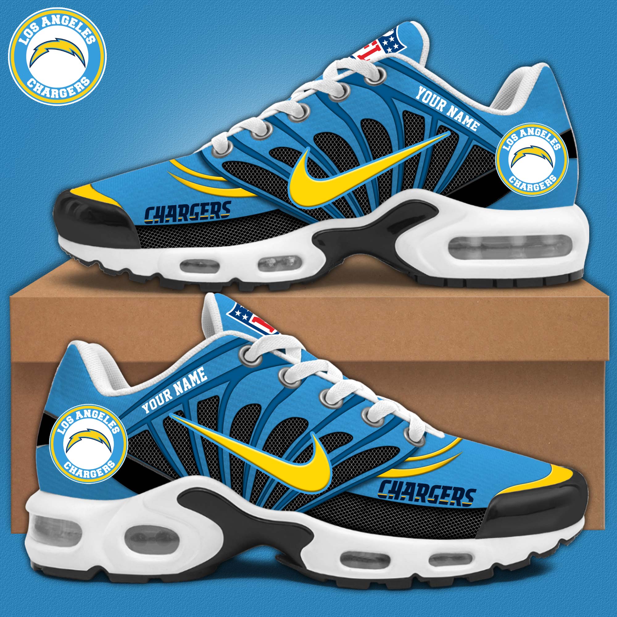 Los Angeles Chargers Personalized Shoes - Famjoys Los Angeles Chargers Personalized Shoes - Famjoys