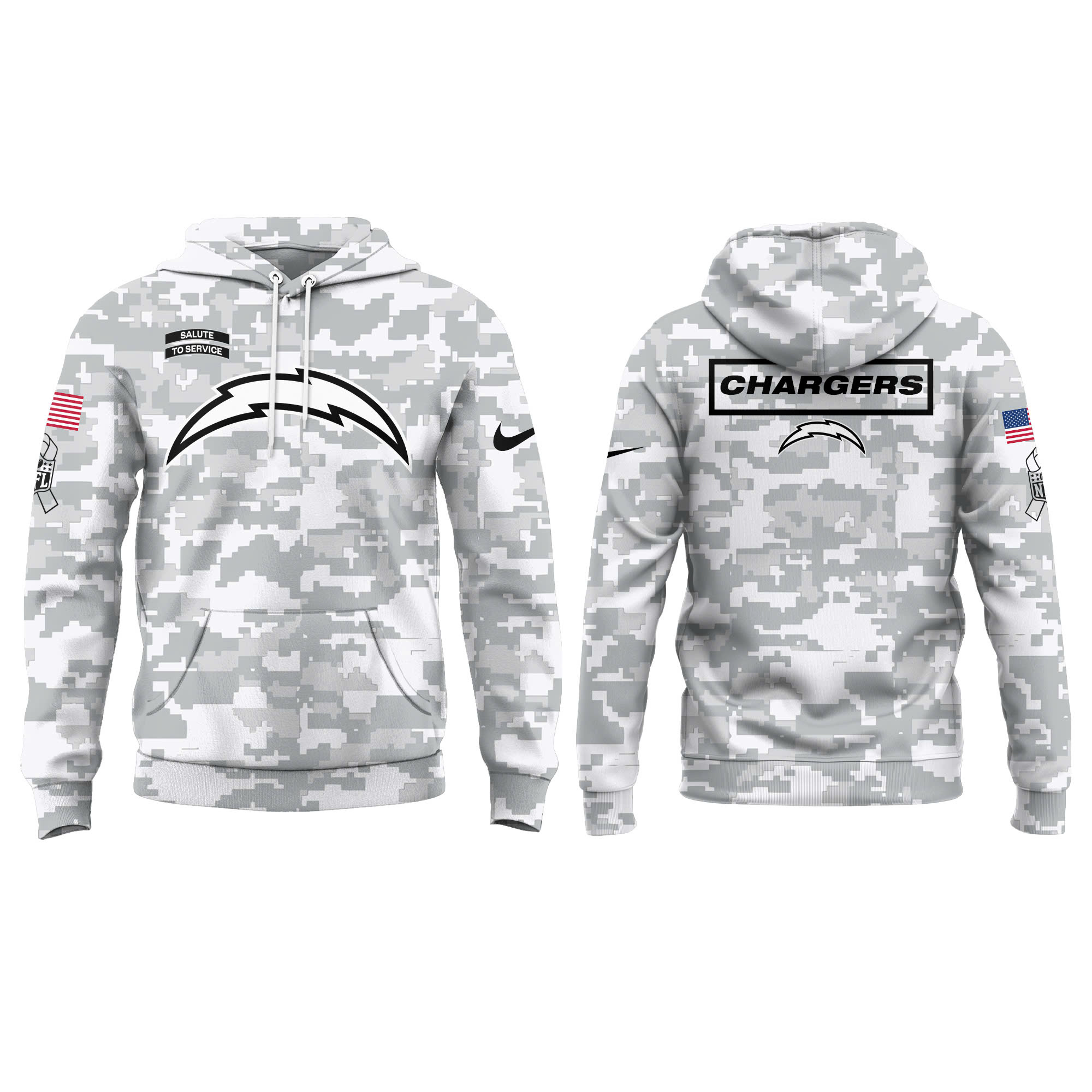 Los Angeles Chargers Salute to Service Club Fleece Pullover Hoodie - Famjoys Los Angeles Chargers Salute to Service Club Fleece Pullover Hoodie - Famjoys