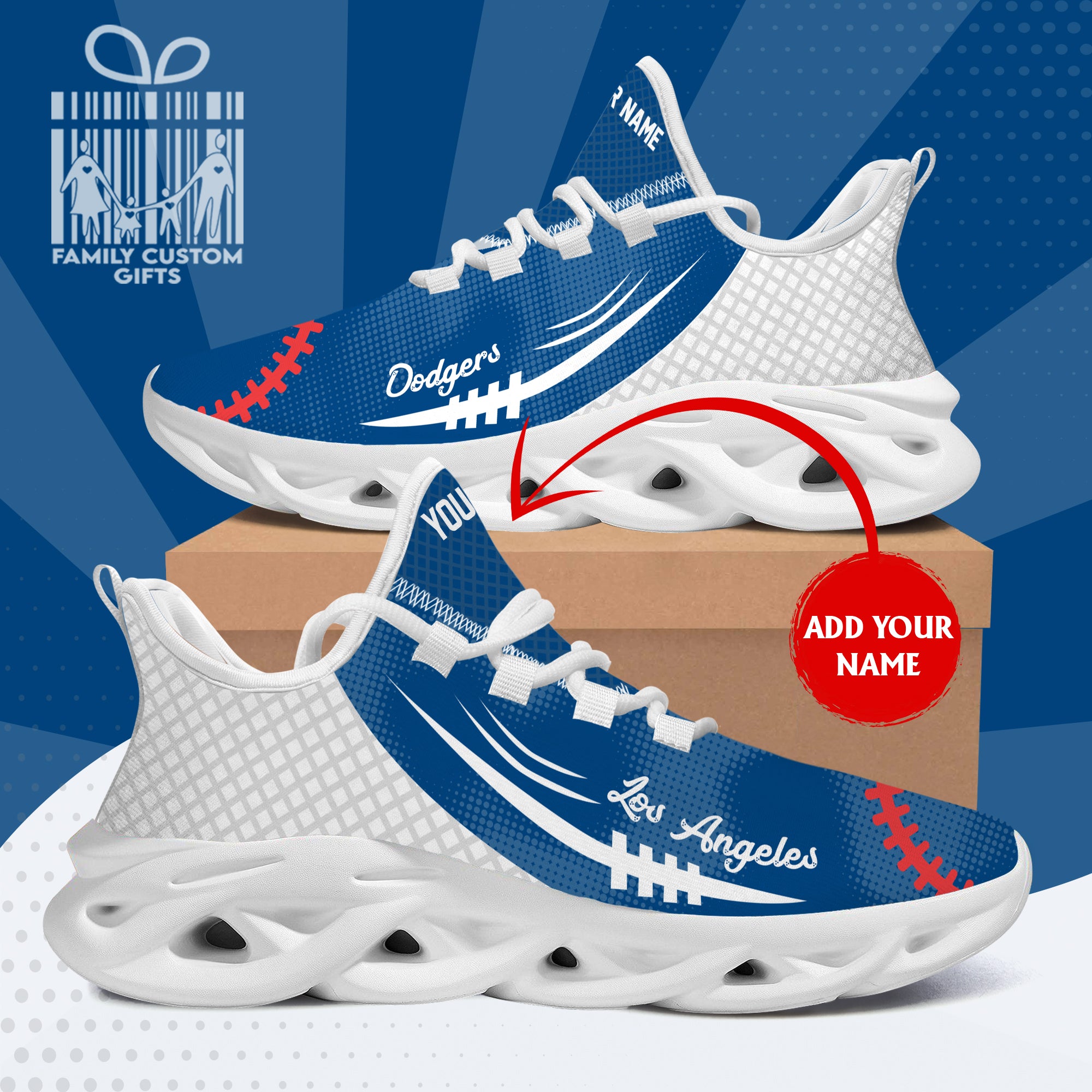 Los Angeles Custom Baseball Personalized Max Soul Sneakers Running Sport Shoes for Her Him - Famjoys Los Angeles Custom Baseball Personalized Max Soul Sneakers Running Sport Shoes for Her Him - Famjoys