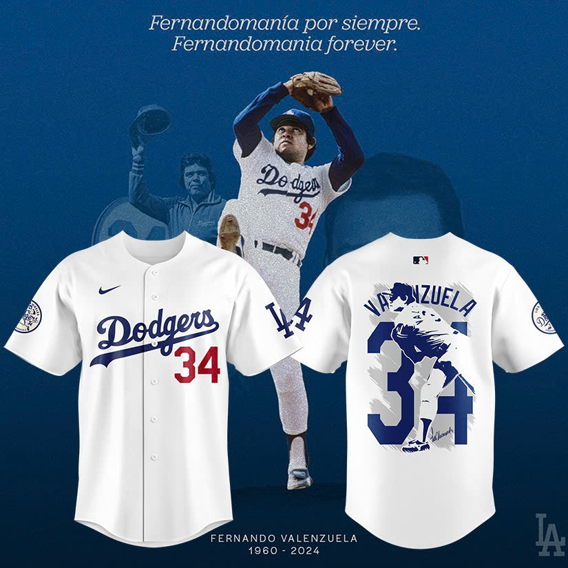 Los Angeles Dodgers’ Fernando Valenzuela FOREVER 34 Special Jersey - Famjoys Los Angeles Dodgers’ Fernando Valenzuela FOREVER 34 Special Jersey - Famjoys