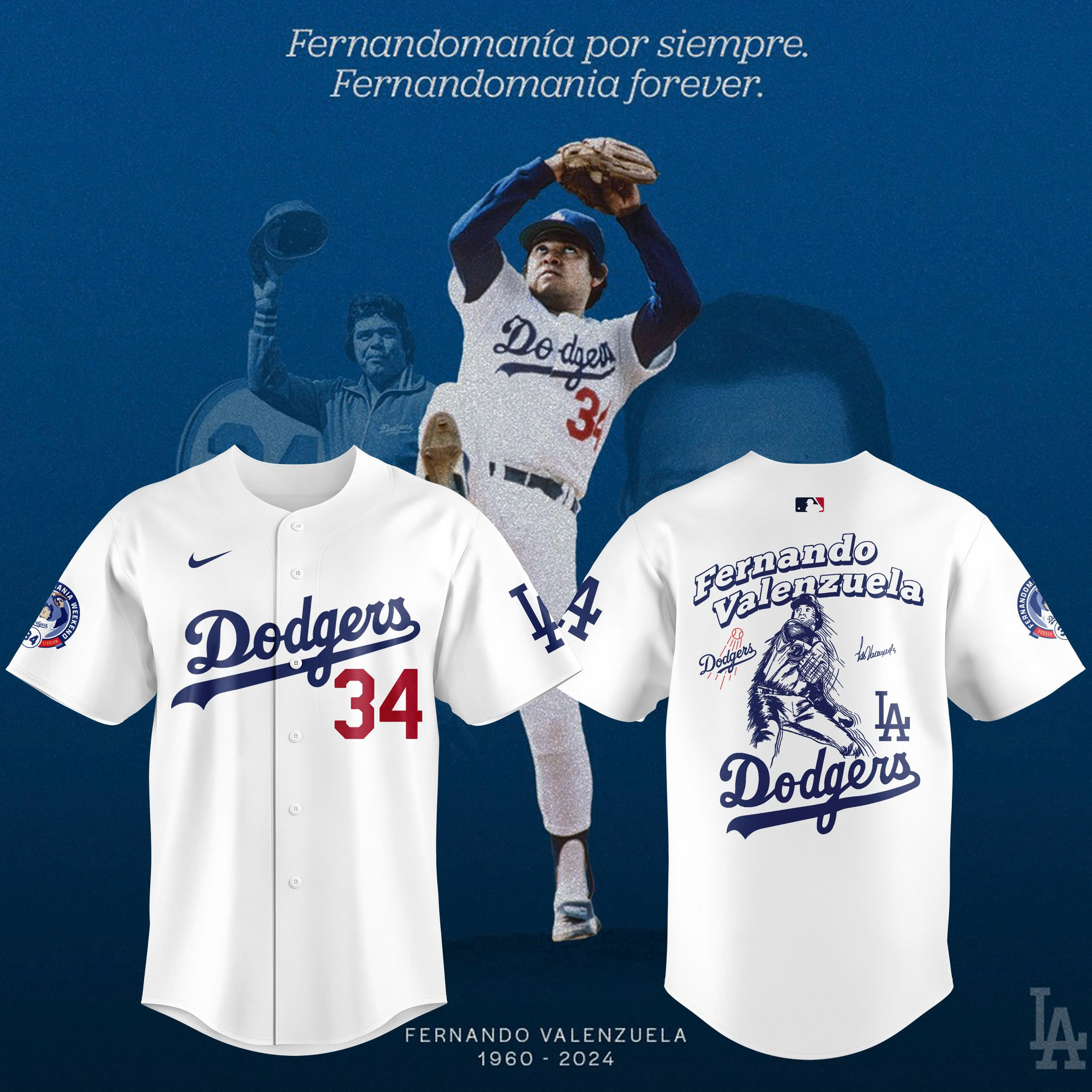 Los Angeles Dodgers’ Fernando Valenzuela FOREVER 34 Special Jersey V2 - Famjoys Los Angeles Dodgers’ Fernando Valenzuela FOREVER 34 Special Jersey V2 - Famjoys