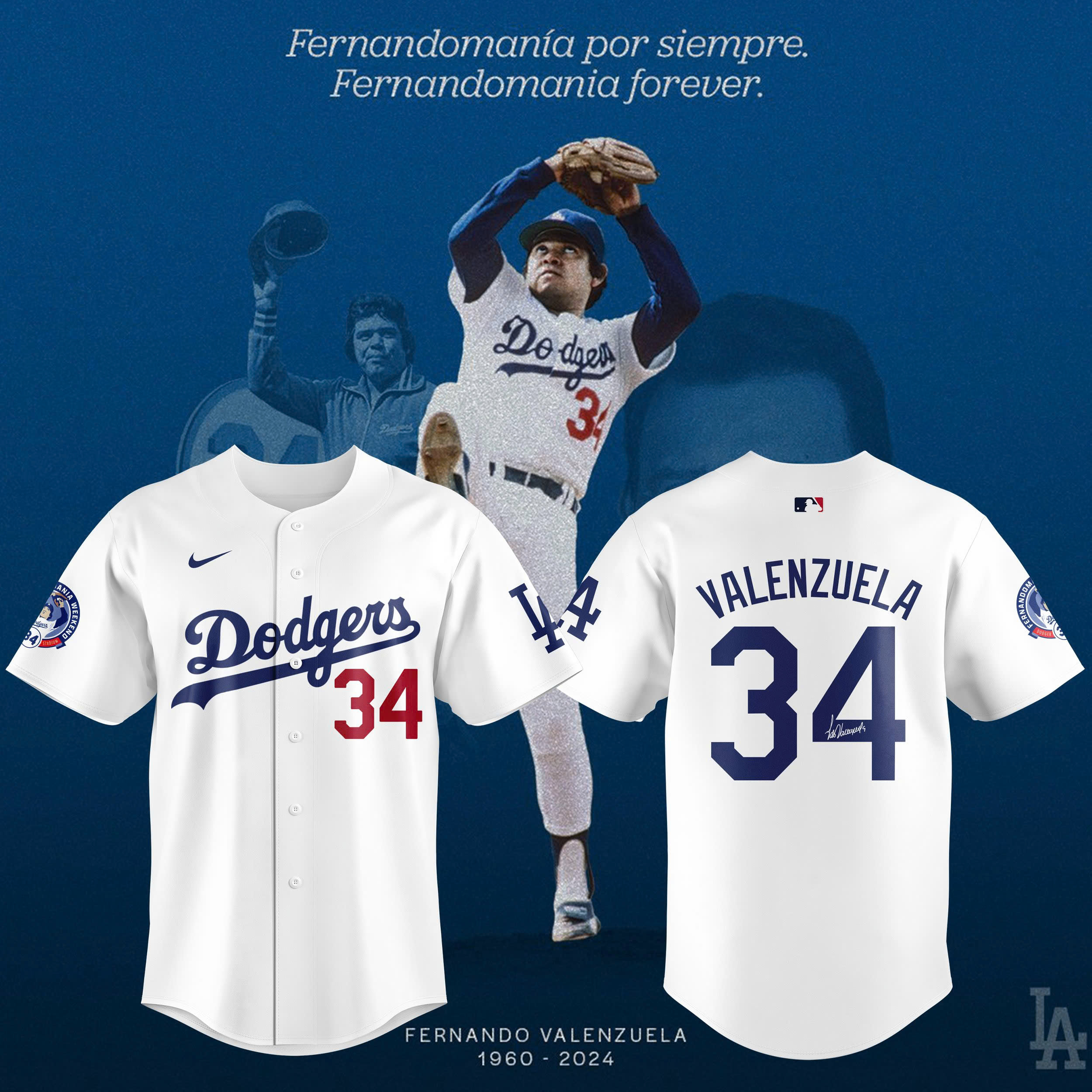 Los Angeles Dodgers’ Fernando Valenzuela FOREVER 34 Special Jersey V3 - Famjoys Los Angeles Dodgers’ Fernando Valenzuela FOREVER 34 Special Jersey V3 - Famjoys