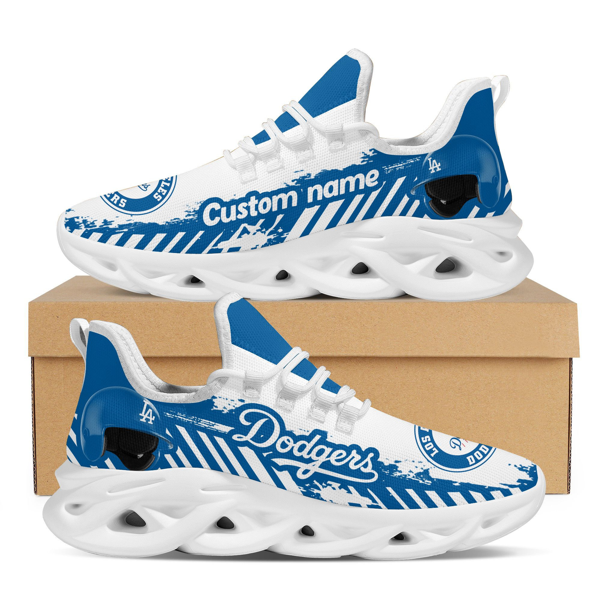 Los Angeles Dodgers Baseball Team Helmet Custom Name Personalized And Max Soul Sneakers Shoes - Famjoys Los Angeles Dodgers Baseball Team Helmet Custom Name Personalized And Max Soul Sneakers Shoes - Famjoys
