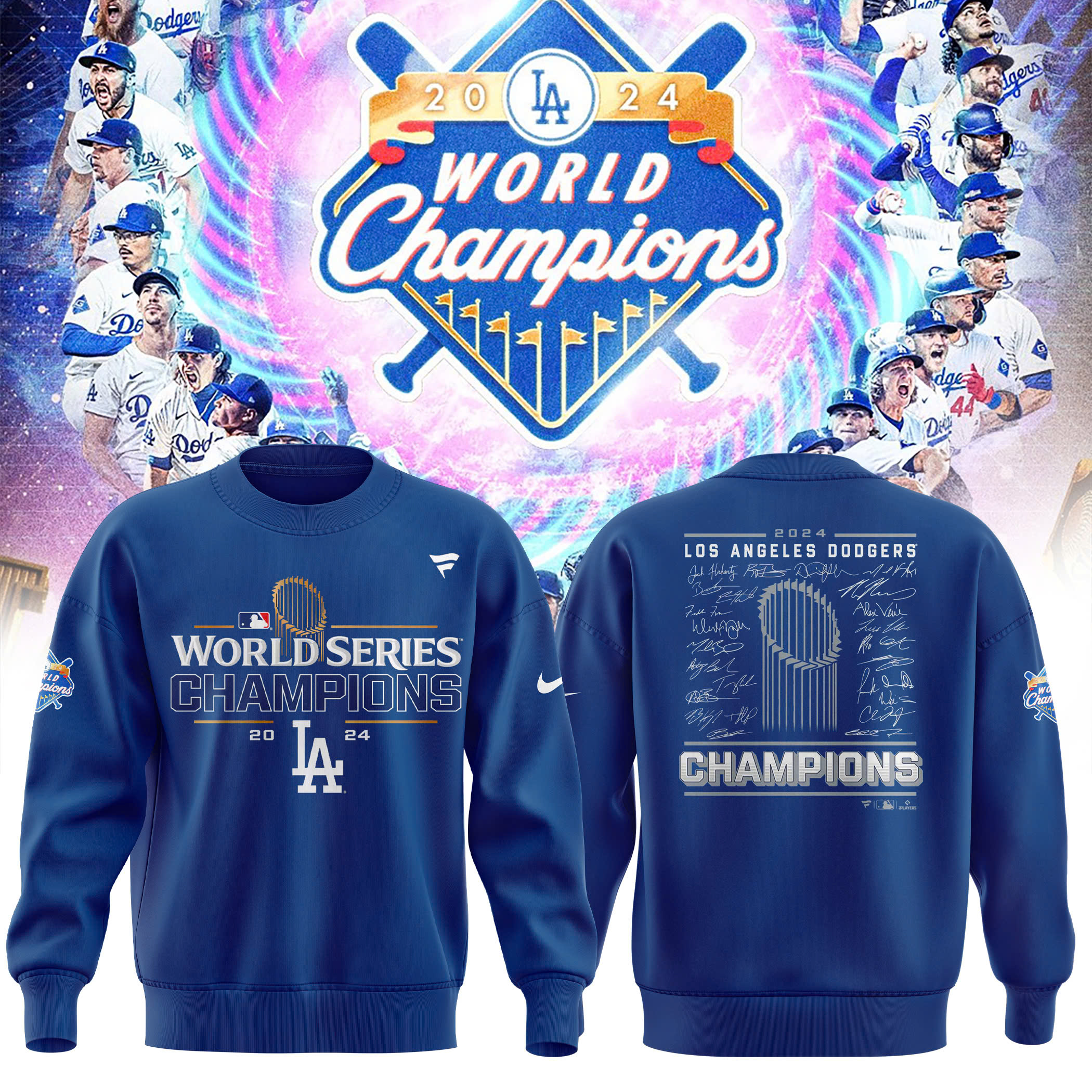Los Angeles Dodgers Black World Series Champions Sweatershirt - Famjoys Los Angeles Dodgers Black World Series Champions Sweatershirt - Famjoys
