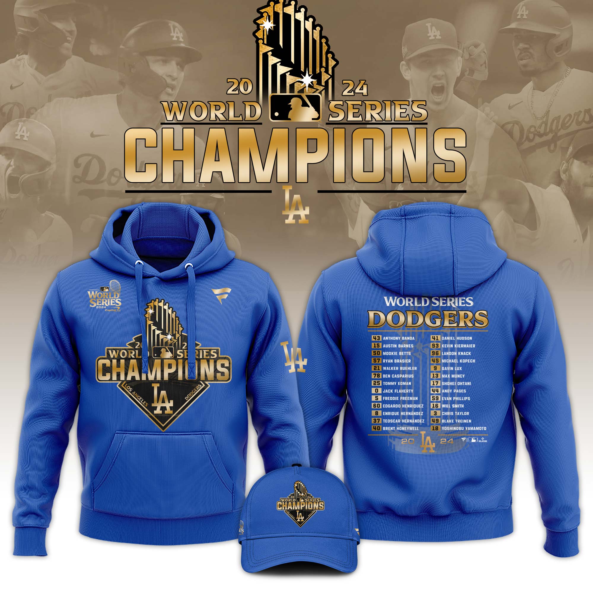 Los Angeles Dodgers Champions Hoodie - Famjoys Los Angeles Dodgers Champions Hoodie - Famjoys