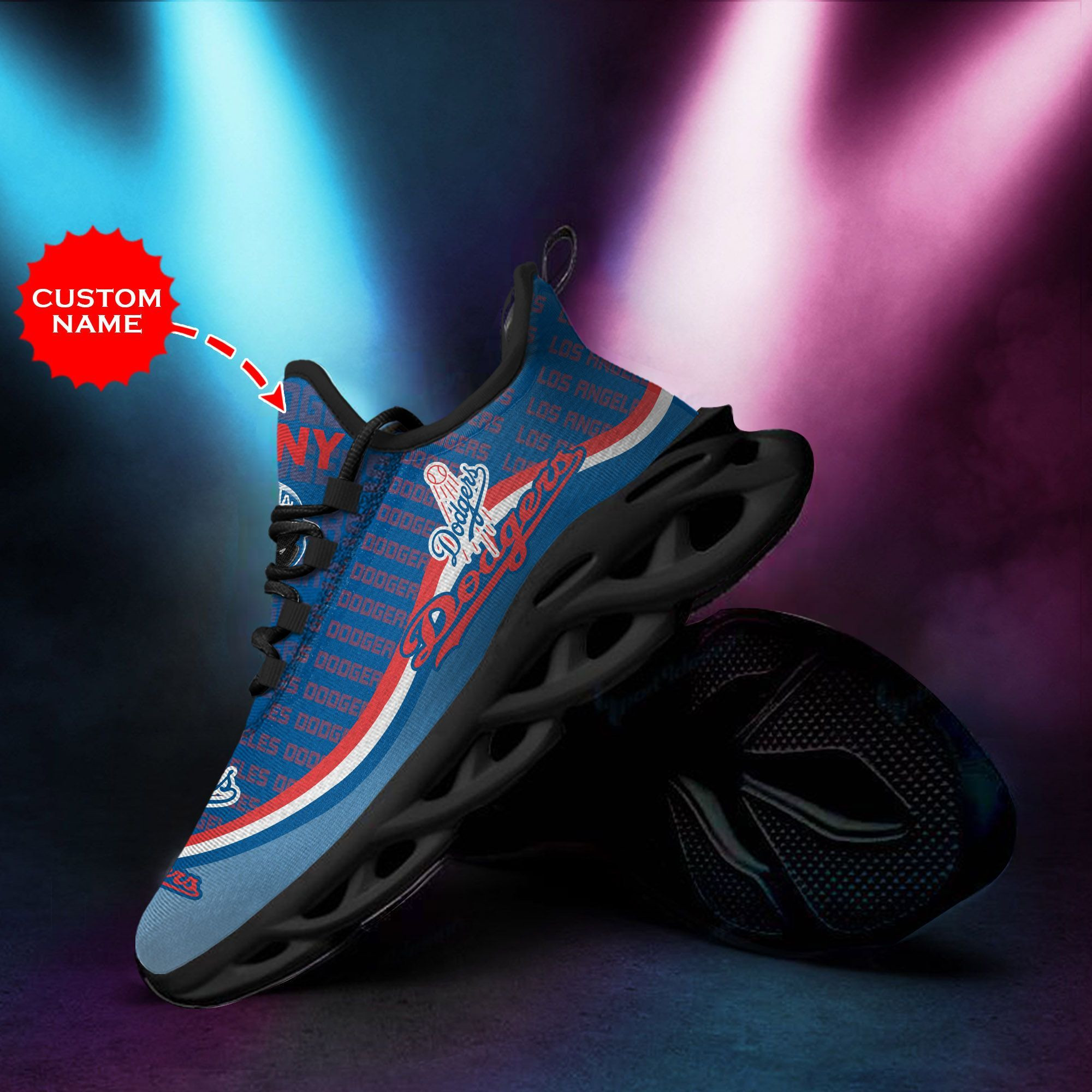 Los Angeles Dodgers Custom Personalized Max Soul Sneakers Shoes - Famjoys Los Angeles Dodgers Custom Personalized Max Soul Sneakers Shoes - Famjoys