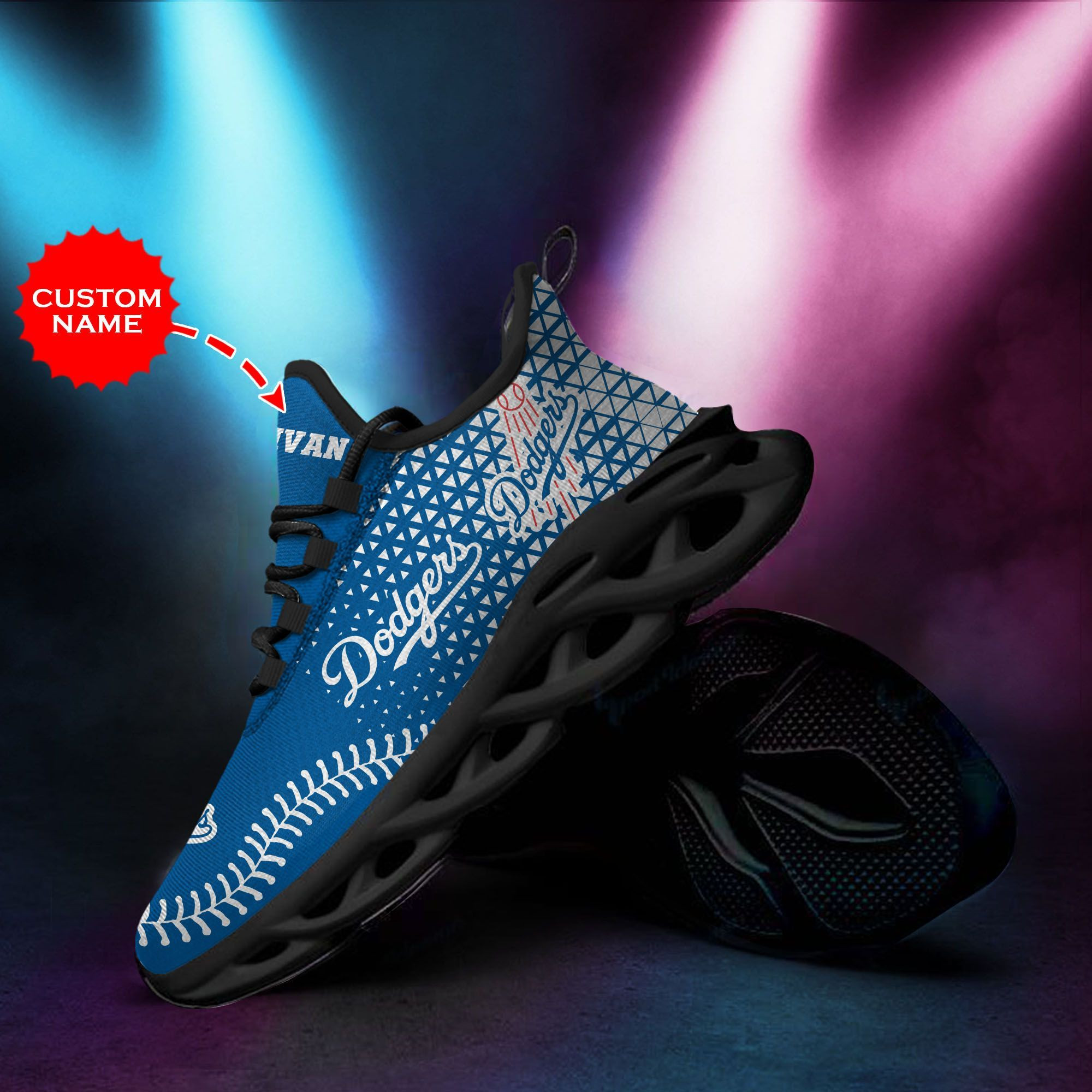 Los Angeles Dodgers Custom Personalized Max Soul Sneakers Shoes - Famjoys Los Angeles Dodgers Custom Personalized Max Soul Sneakers Shoes - Famjoys