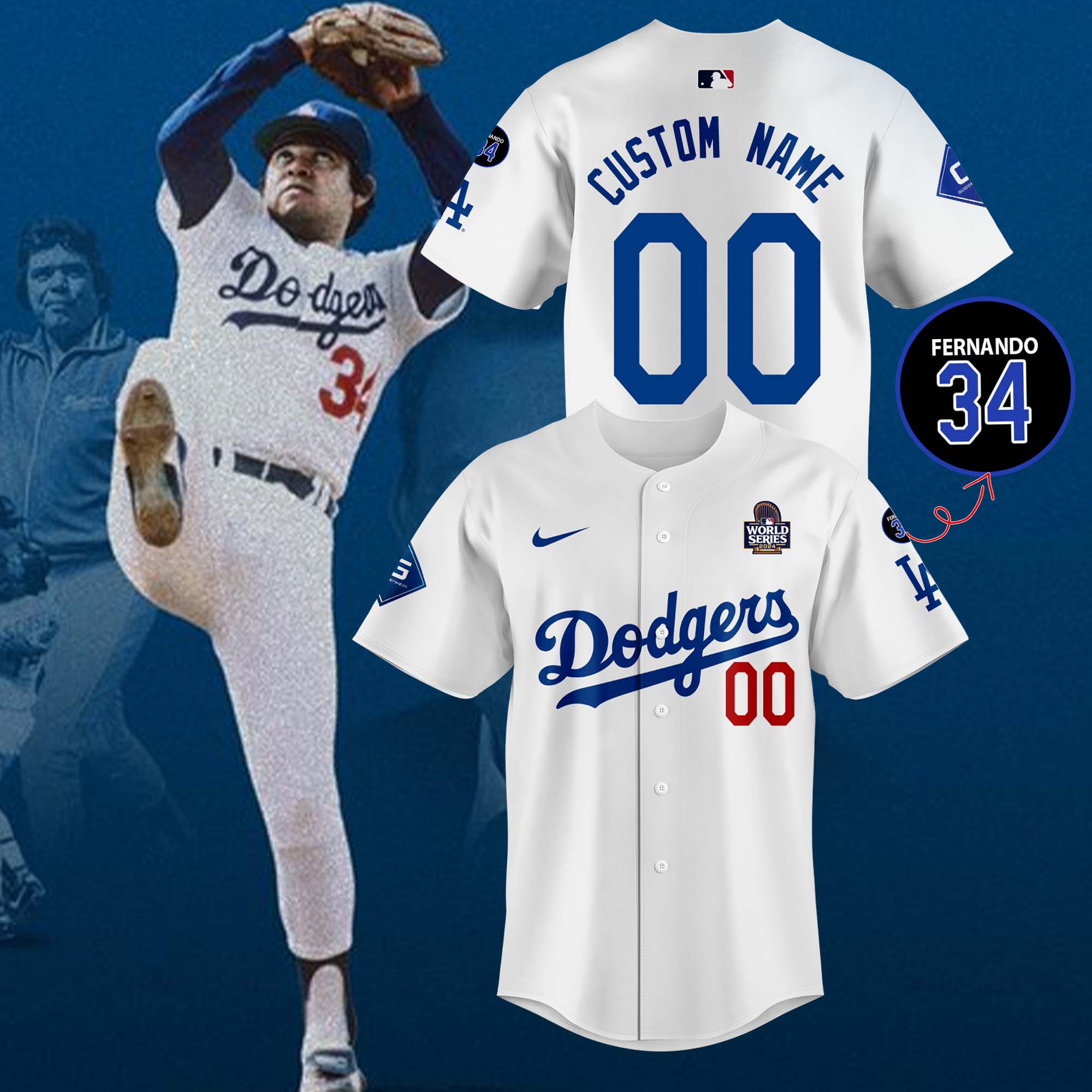 Los Angeles Dodgers' Fernando Valenzuela FOREVER 34 Special Personalized Jersey - Famjoys Los Angeles Dodgers' Fernando Valenzuela FOREVER 34 Special Personalized Jersey - Famjoys