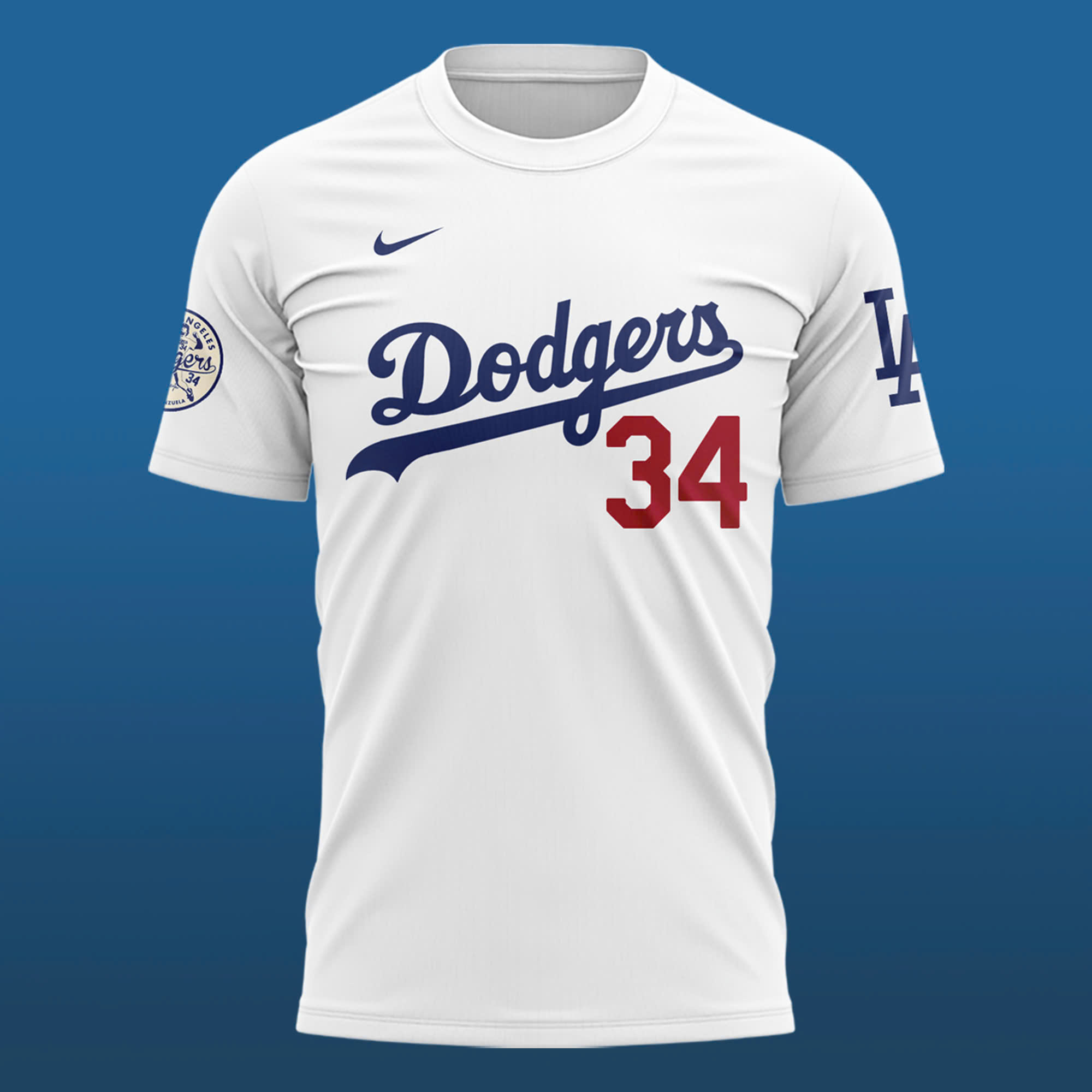 Los Angeles Dodgers' Fernando Valenzuela FOREVER 34 Special Tee - Famjoys Los Angeles Dodgers' Fernando Valenzuela FOREVER 34 Special Tee - Famjoys