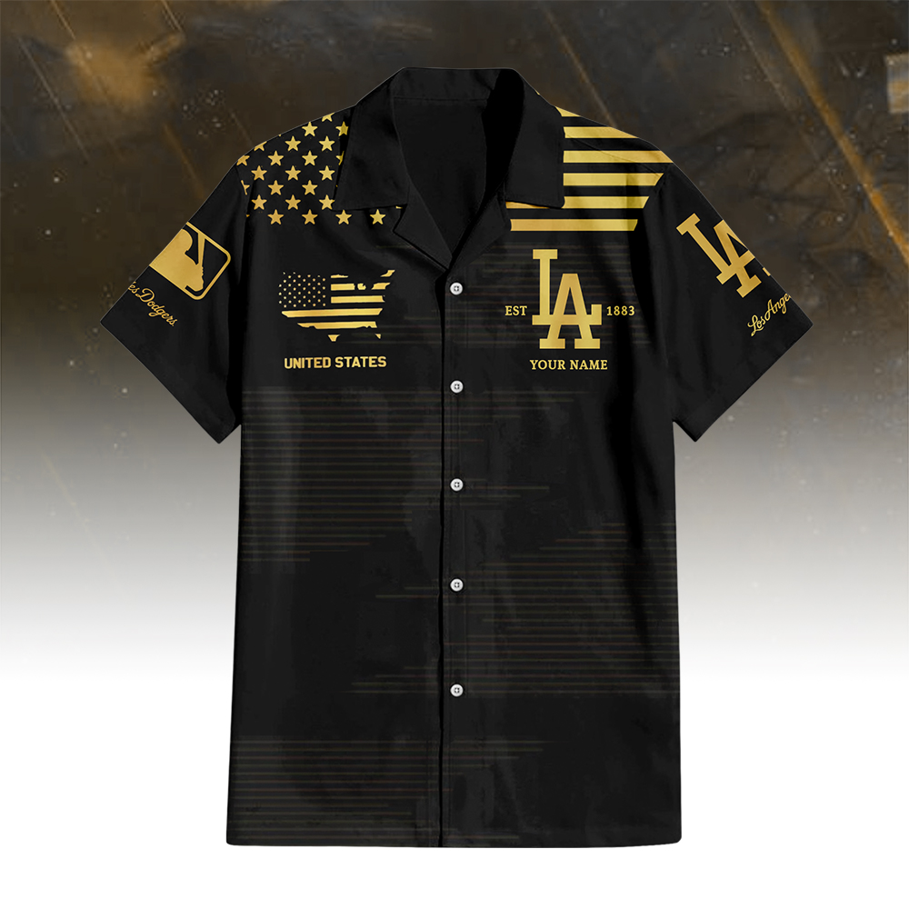 Los Angeles Dodgers Golden Hawaiian Shirt - Famjoys Los Angeles Dodgers Golden Hawaiian Shirt - Famjoys