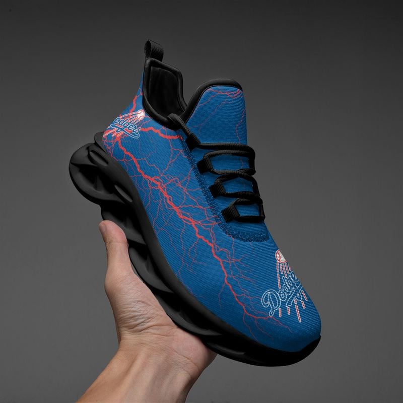 Los Angeles Dodgers Lightning Pattern Max Soul Shoes NEW020546 - Famjoys Los Angeles Dodgers Lightning Pattern Max Soul Shoes NEW020546 - Famjoys