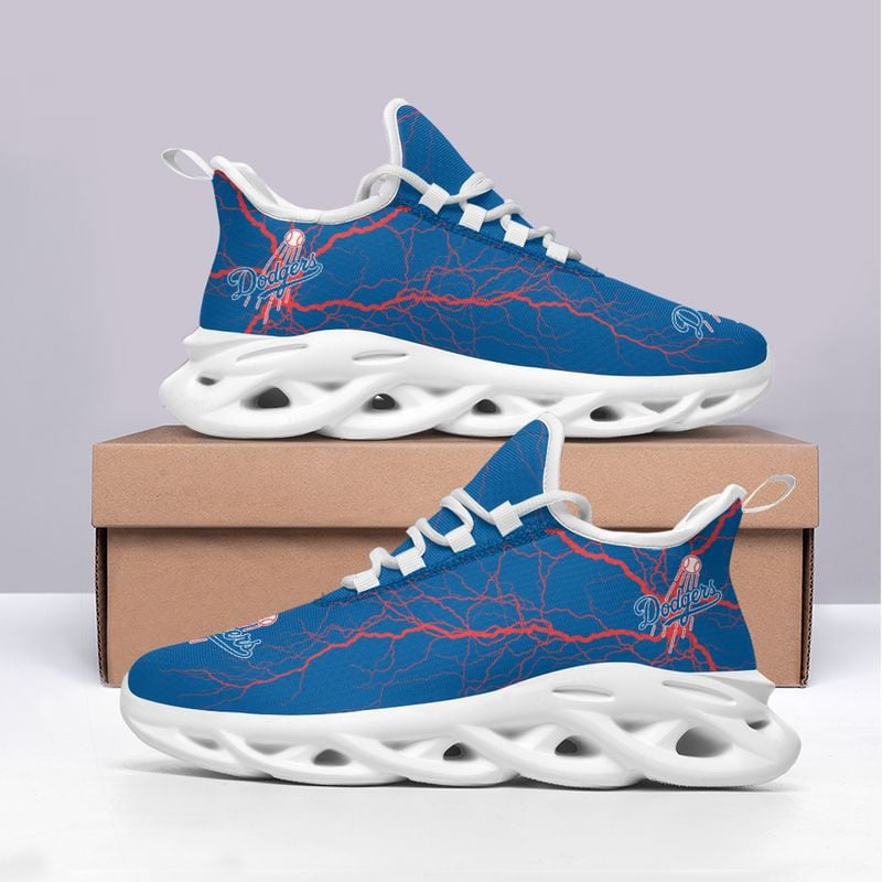 Los Angeles Dodgers Lightning Pattern Max Soul Shoes NEW020546 - Famjoys Los Angeles Dodgers Lightning Pattern Max Soul Shoes NEW020546 - Famjoys
