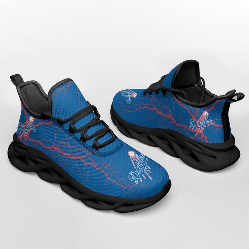 Los Angeles Dodgers Lightning Pattern Max Soul Shoes NEW020546 - Famjoys Los Angeles Dodgers Lightning Pattern Max Soul Shoes NEW020546 - Famjoys