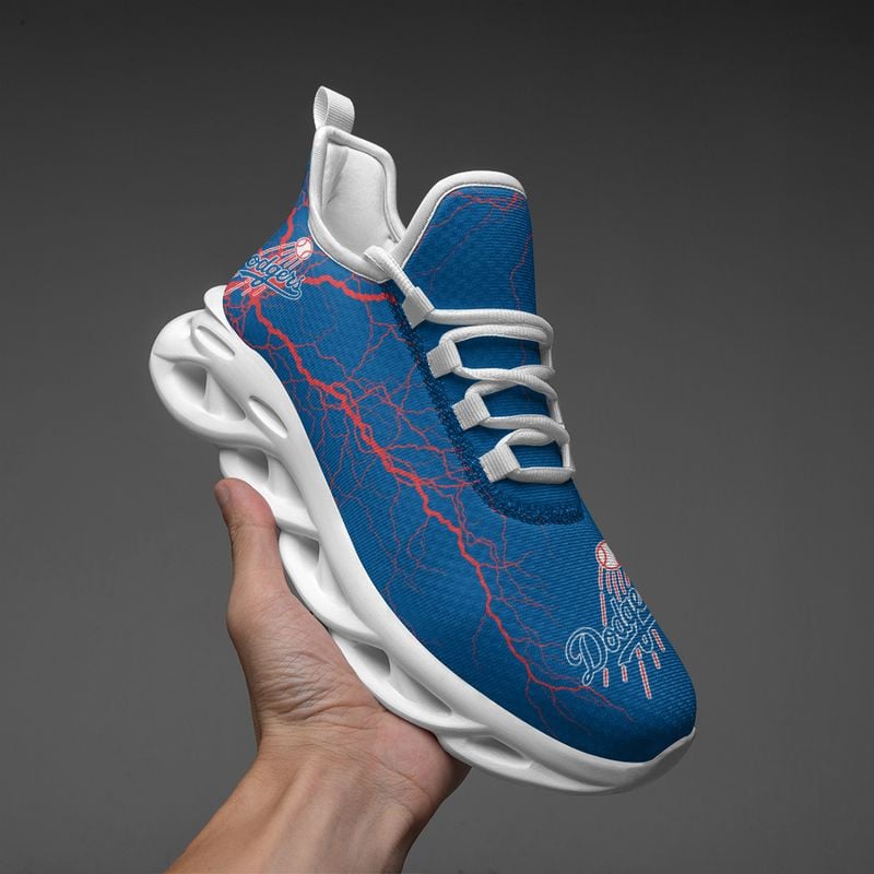 Los Angeles Dodgers Lightning Pattern Max Soul Shoes NEW020546 - Famjoys Los Angeles Dodgers Lightning Pattern Max Soul Shoes NEW020546 - Famjoys
