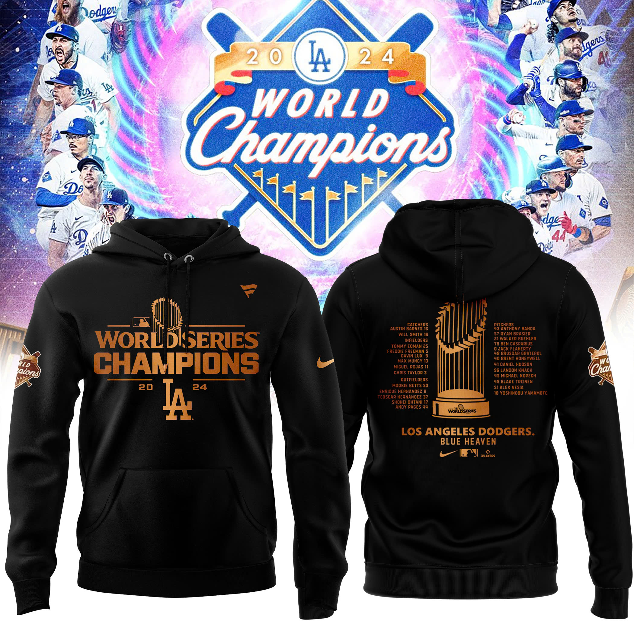 Los Angeles Dodgers Royal World Series Champions Hoodie - Famjoys Los Angeles Dodgers Royal World Series Champions Hoodie - Famjoys