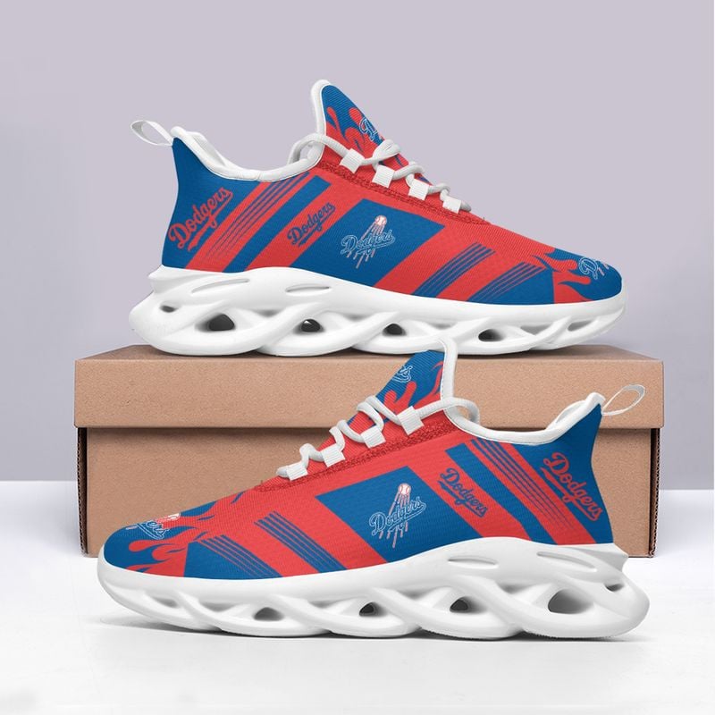 Los Angeles Dodgers Stripe and Fire Pattern Max Soul Shoes NEW019646 - Famjoys Los Angeles Dodgers Stripe and Fire Pattern Max Soul Shoes NEW019646 - Famjoys