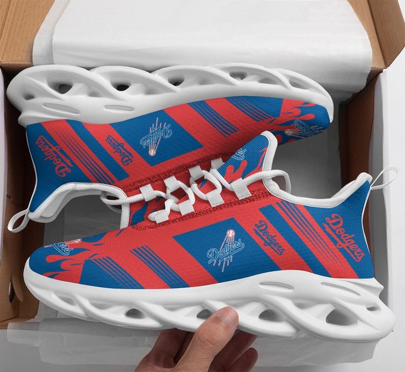 Los Angeles Dodgers Stripe and Fire Pattern Max Soul Shoes NEW019646 - Famjoys Los Angeles Dodgers Stripe and Fire Pattern Max Soul Shoes NEW019646 - Famjoys