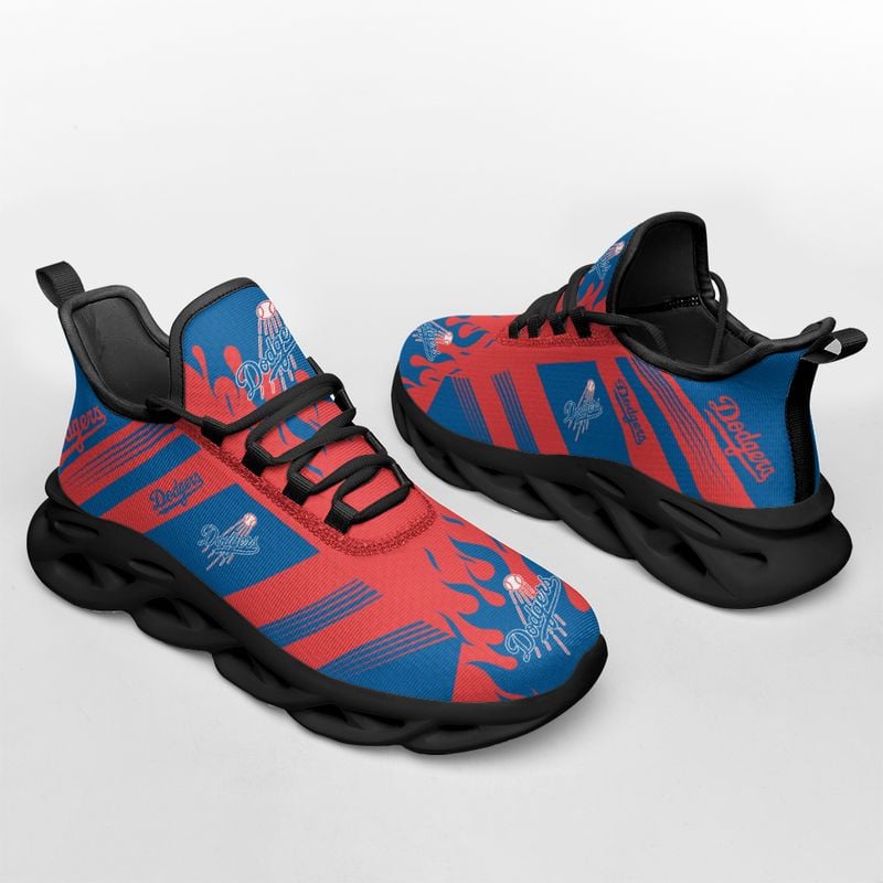 Los Angeles Dodgers Stripe and Fire Pattern Max Soul Shoes NEW019646 - Famjoys Los Angeles Dodgers Stripe and Fire Pattern Max Soul Shoes NEW019646 - Famjoys