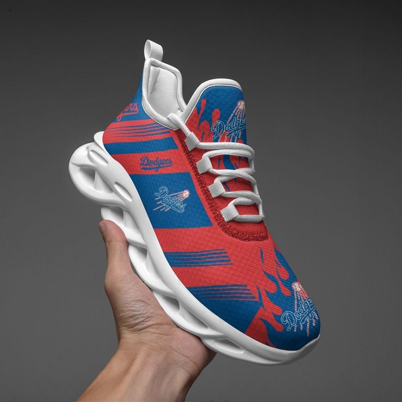 Los Angeles Dodgers Stripe and Fire Pattern Max Soul Shoes NEW019646 - Famjoys Los Angeles Dodgers Stripe and Fire Pattern Max Soul Shoes NEW019646 - Famjoys