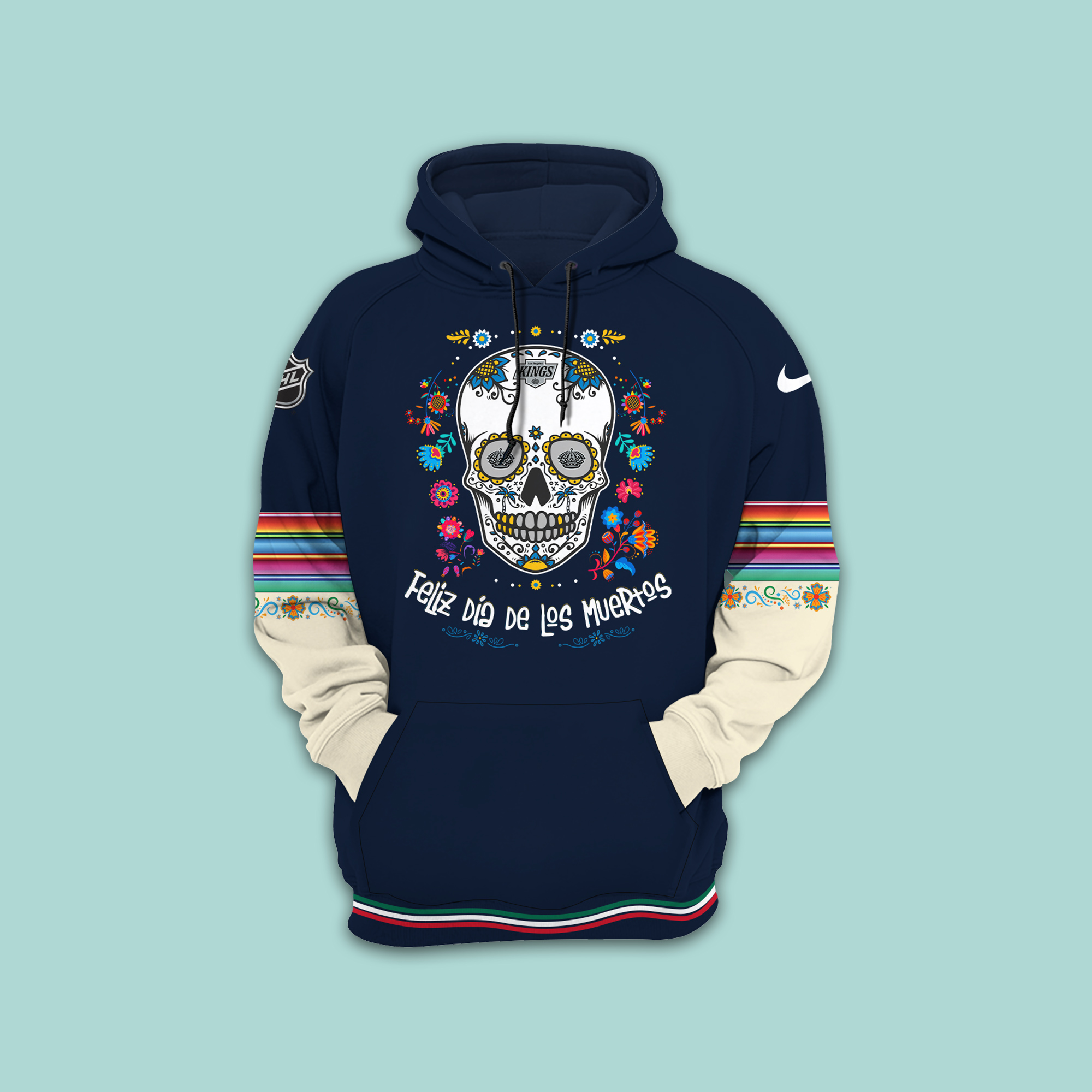 Los Angeles Kings NHL Dia De Los Muertos Premium Pullover Hoodie - Famjoys Los Angeles Kings NHL Dia De Los Muertos Premium Pullover Hoodie - Famjoys