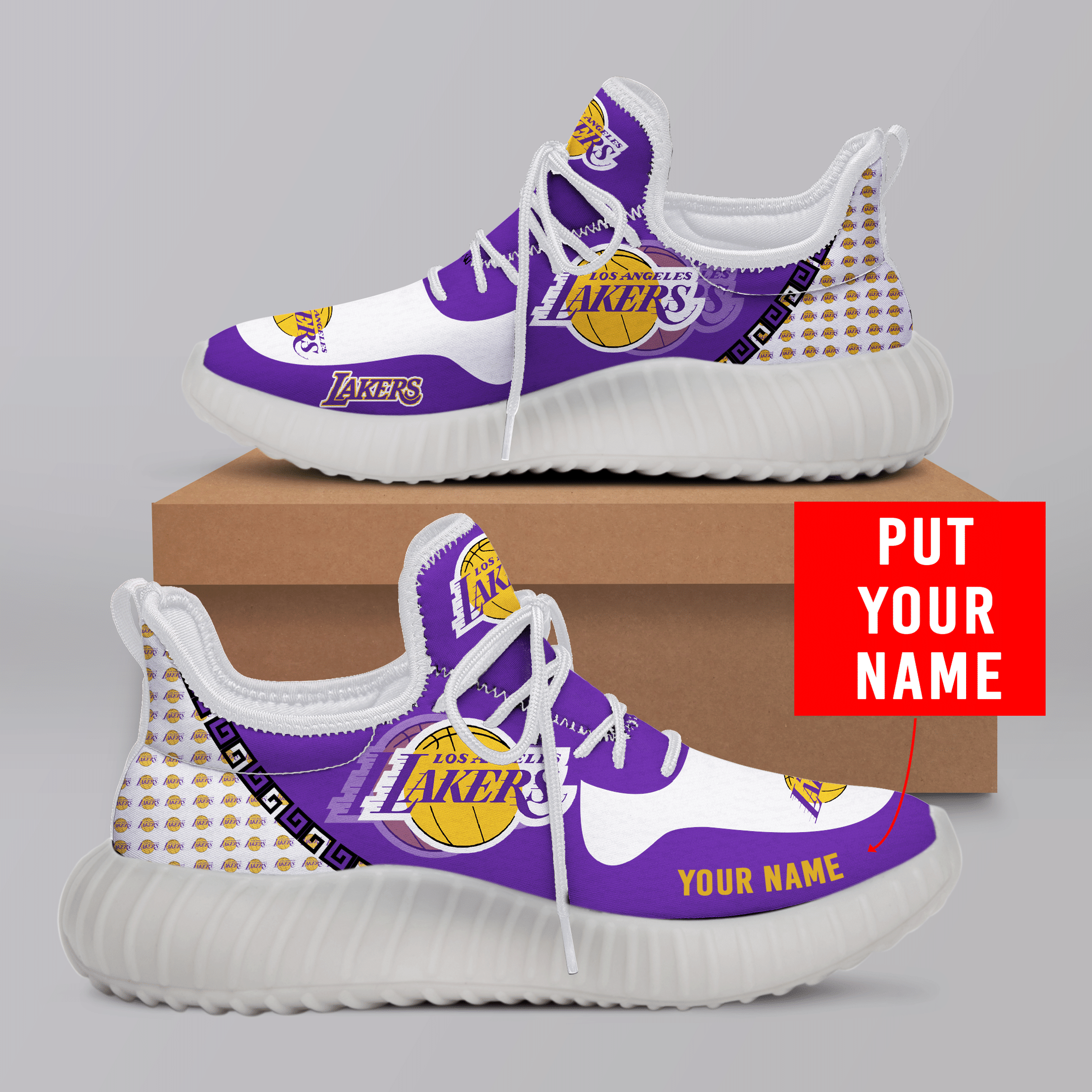 Los Angeles Lakers Custom Name YZ Shoes - v11 - Famjoys Los Angeles Lakers Custom Name YZ Shoes - v11 - Famjoys