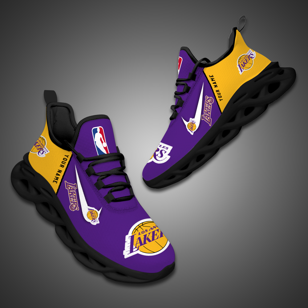 Los Angeles Lakers Personalized Max Soul Shoes - Famjoys Los Angeles Lakers Personalized Max Soul Shoes - Famjoys