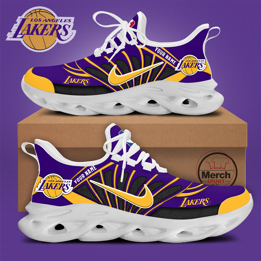 Los Angeles Lakers Personalized Max Soul Shoes - Famjoys Los Angeles Lakers Personalized Max Soul Shoes - Famjoys
