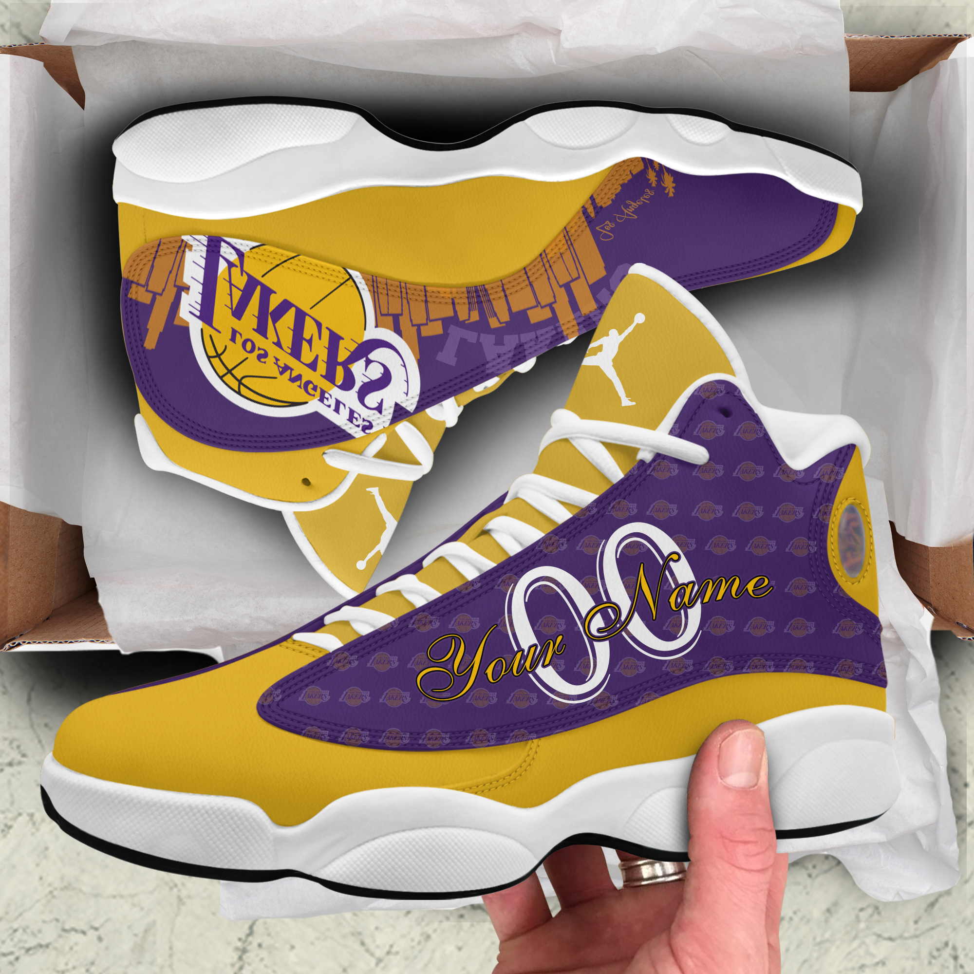 Los Angeles Lakers Personalized Shoes J13 - Famjoys Los Angeles Lakers Personalized Shoes J13 - Famjoys