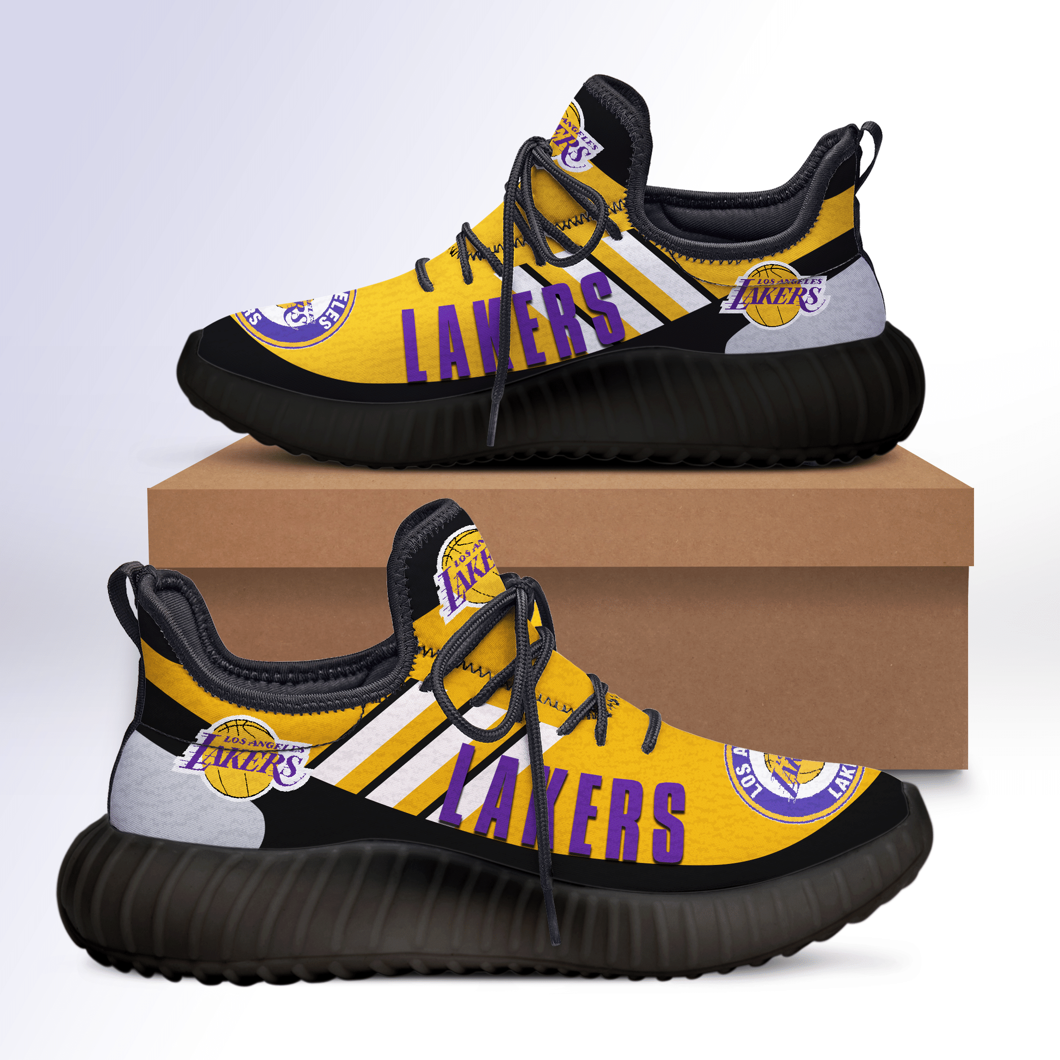 Los Angeles Lakers Yellow YZ Shoes - v2 - Famjoys Los Angeles Lakers Yellow YZ Shoes - v2 - Famjoys