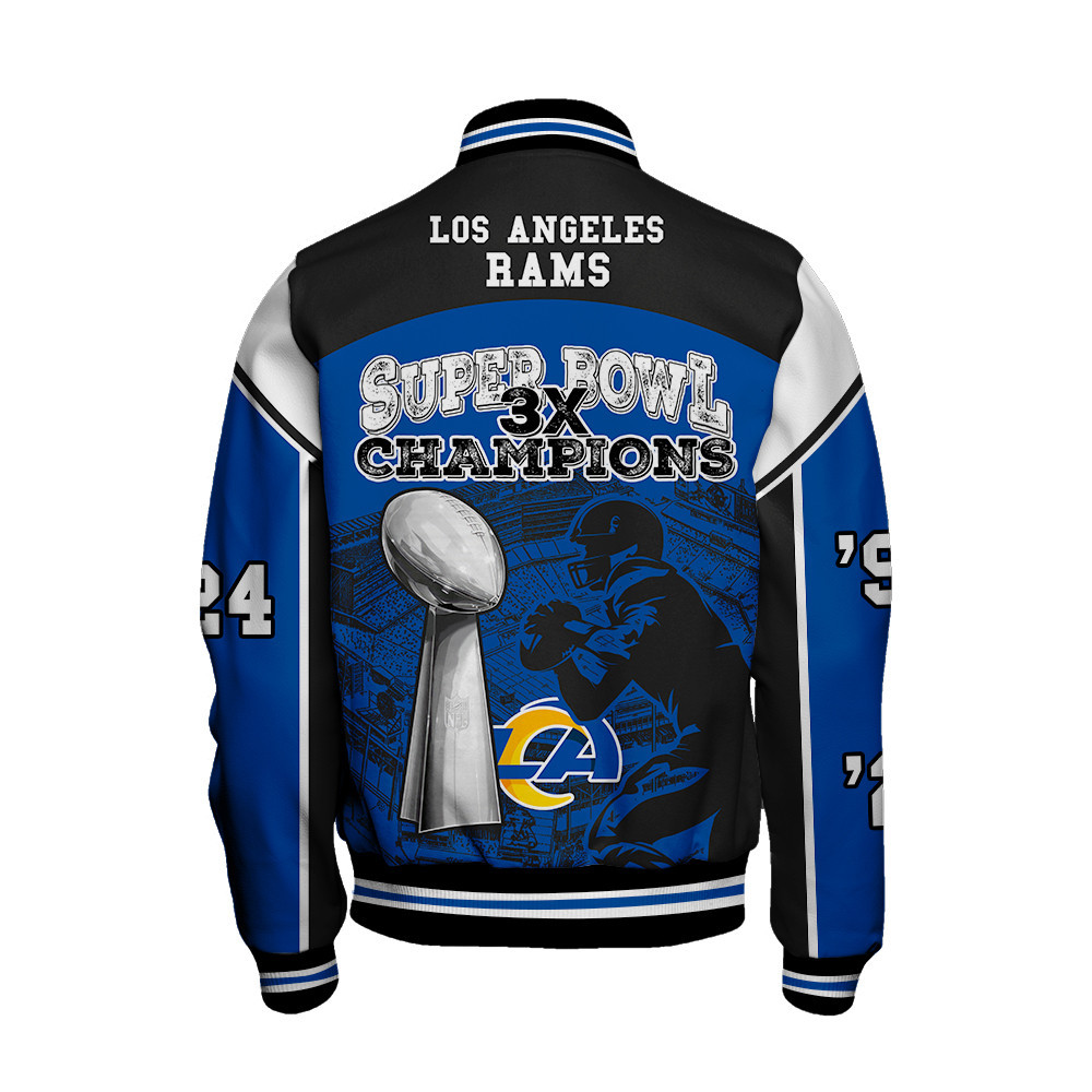 Los Angeles Rams 3X Super Bowl Champions Varsity Jacket - Famjoys Los Angeles Rams 3X Super Bowl Champions Varsity Jacket - Famjoys