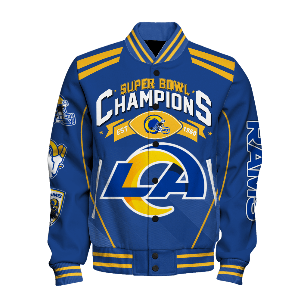 Los Angeles Rams 3X Super Bowl Champions Varsity Jacket - Famjoys Los Angeles Rams 3X Super Bowl Champions Varsity Jacket - Famjoys