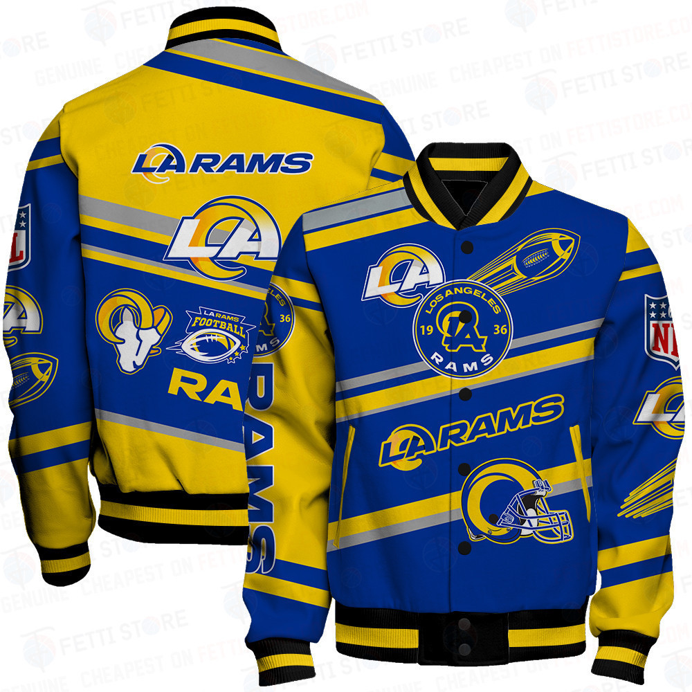 Los Angeles Rams American Football League Pattern Varsity Jacket - Famjoys Los Angeles Rams American Football League Pattern Varsity Jacket - Famjoys