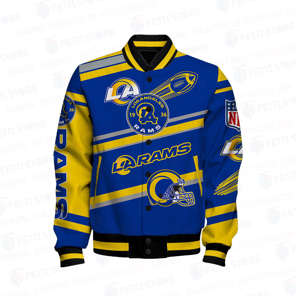 Los Angeles Rams American Football League Pattern Varsity Jacket - Famjoys Los Angeles Rams American Football League Pattern Varsity Jacket - Famjoys
