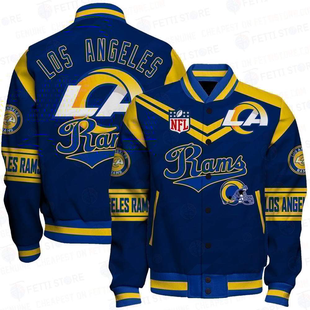 Los Angeles Rams American Football League Pattern Varsity Jacket SH1 V2 - Famjoys Los Angeles Rams American Football League Pattern Varsity Jacket SH1 V2 - Famjoys