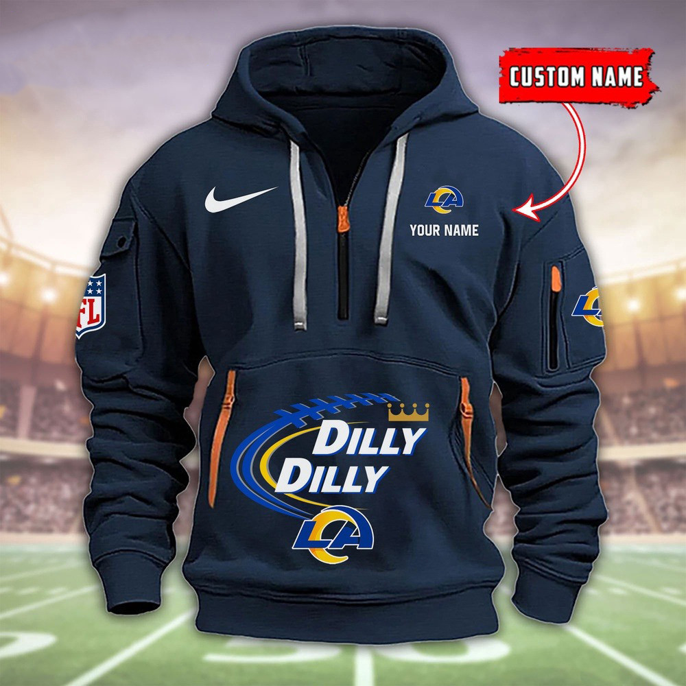 Los Angeles Rams Dilly Dilly Quarter Zip Half Hoodie Football Fans Merch Gifts - Famjoys Los Angeles Rams Dilly Dilly Quarter Zip Half Hoodie Football Fans Merch Gifts - Famjoys