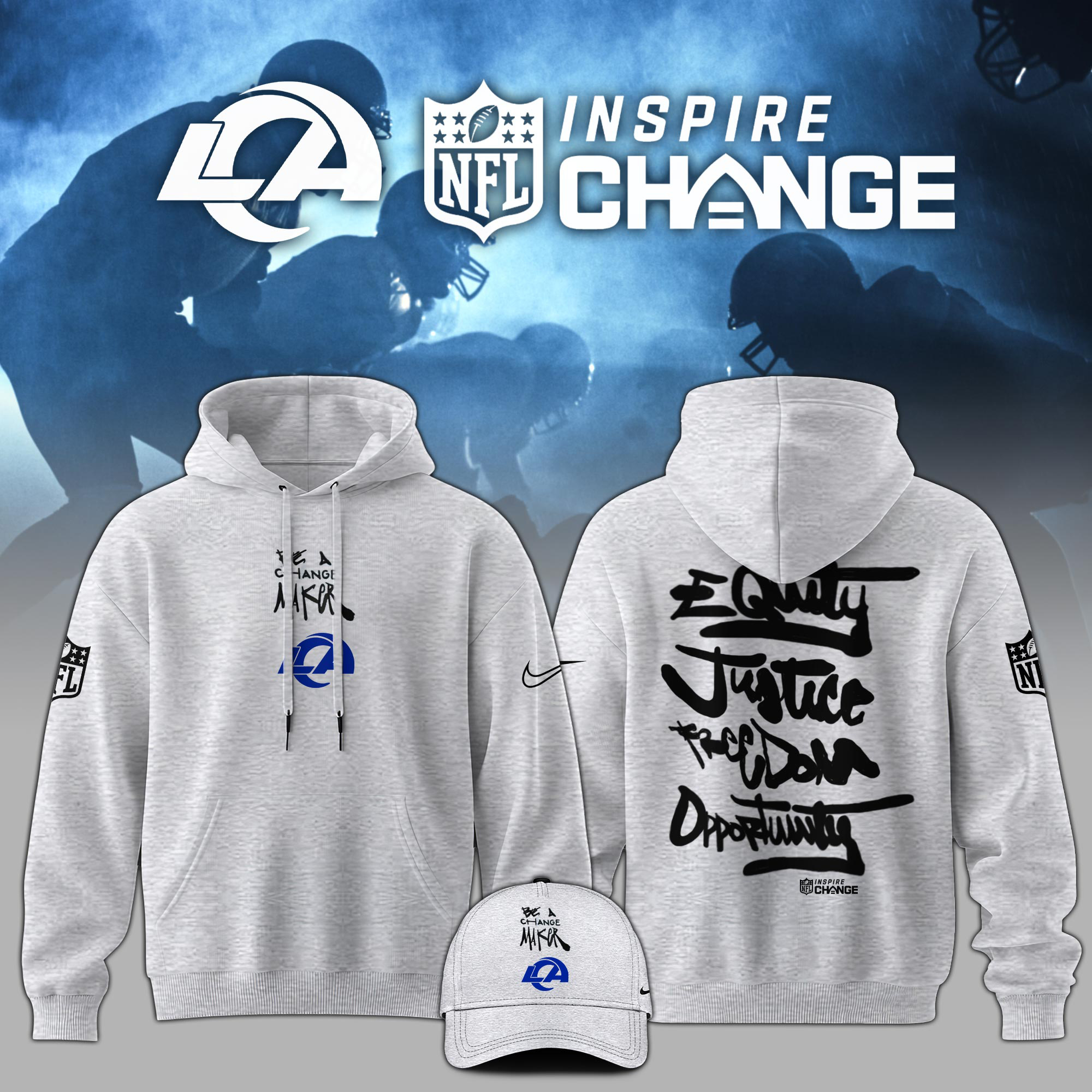 Los Angeles Rams Inspire Change Hoodie Editions Limited - Famjoys Los Angeles Rams Inspire Change Hoodie Editions Limited - Famjoys